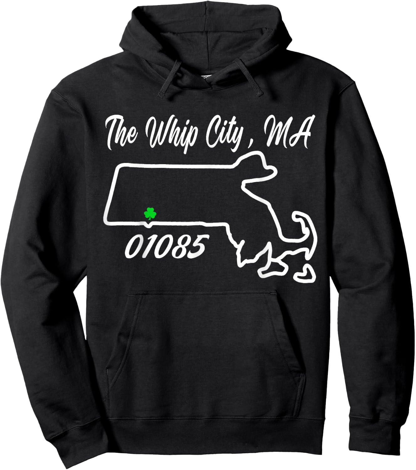 The Whip City, MA 01085 Cool State Pride Hoodie - Hoodie | Black