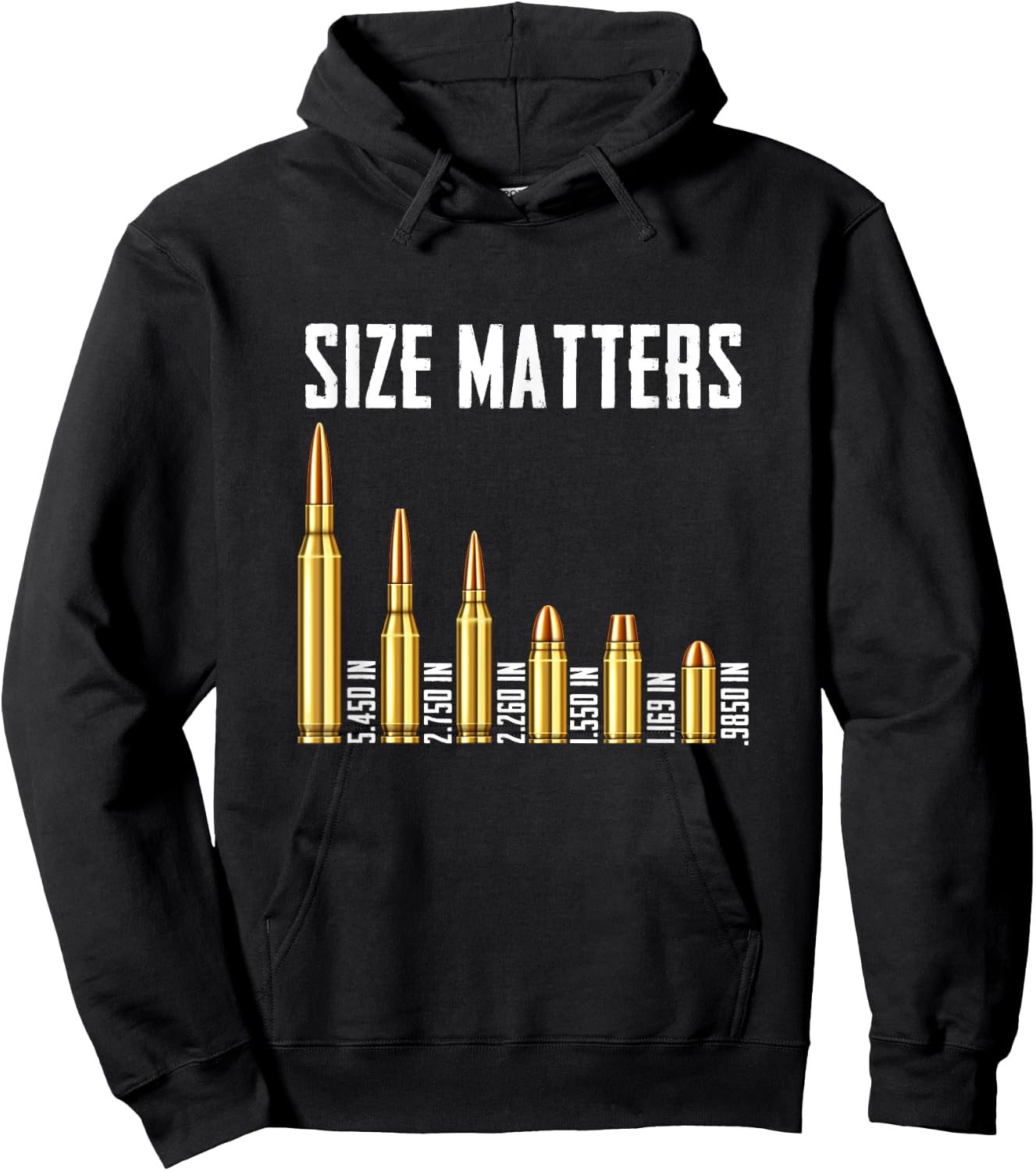 Retro Vintage Ammo Size a Matter Different-Caliber Bullets Hoodie - Hoodie | Black