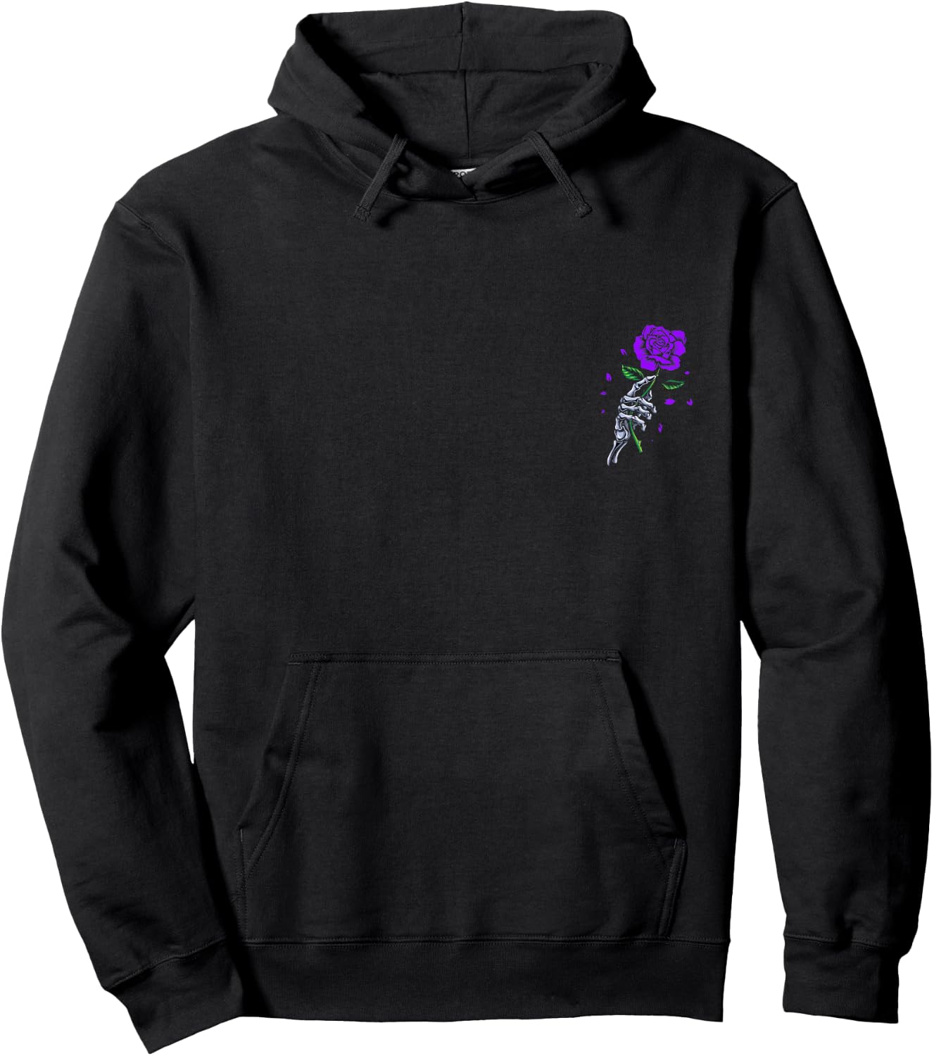 Purple Skeletal Last Rose Purple Color Graphic Hoodie - Hoodie | Black