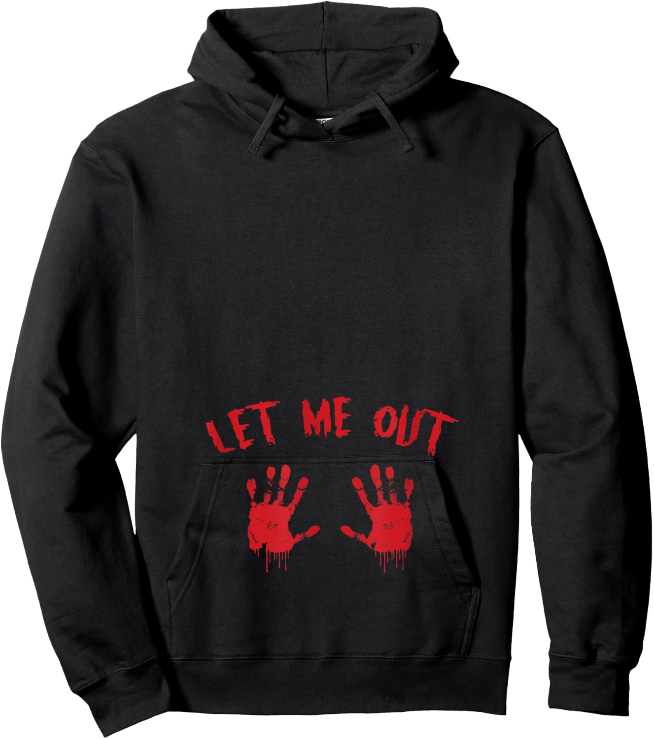 Let Me Out Bloody Hand Print Pregnant Halloween Costume Hoodie - Hoodie | Black