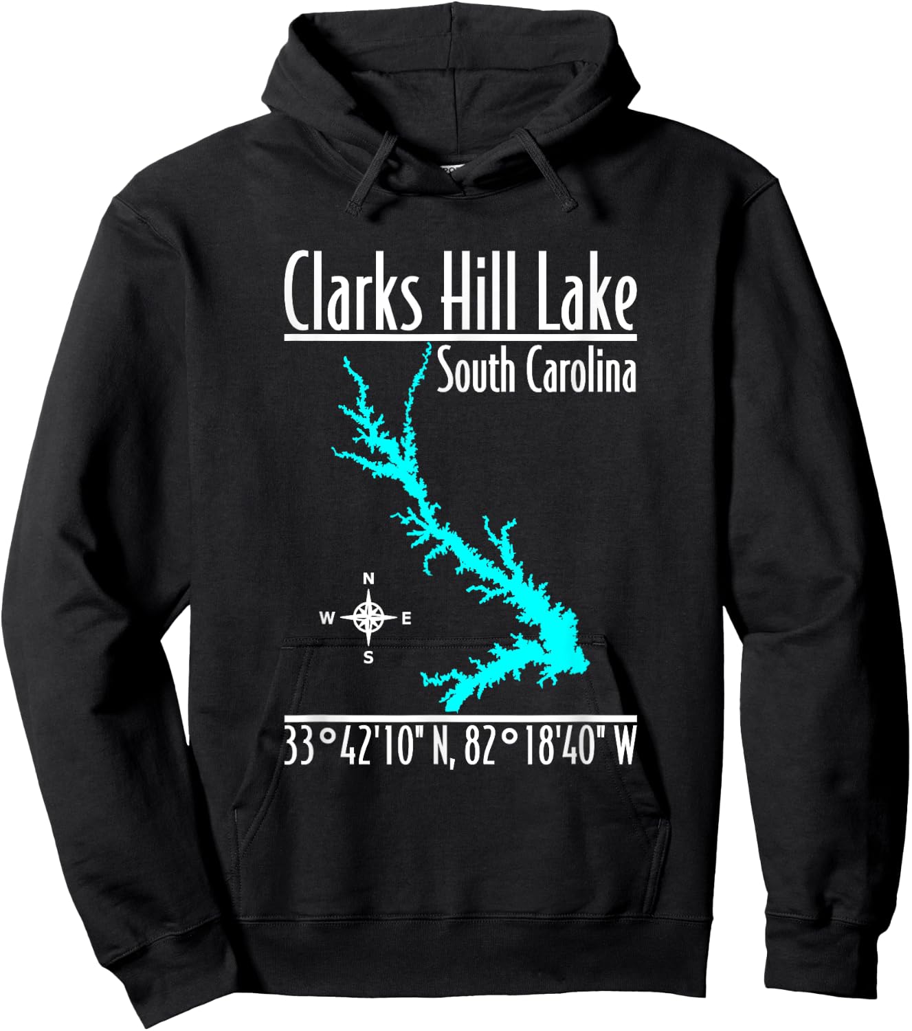 Modern Clarks Hill Lake - South Carolina Hoodie - Hoodie | Black