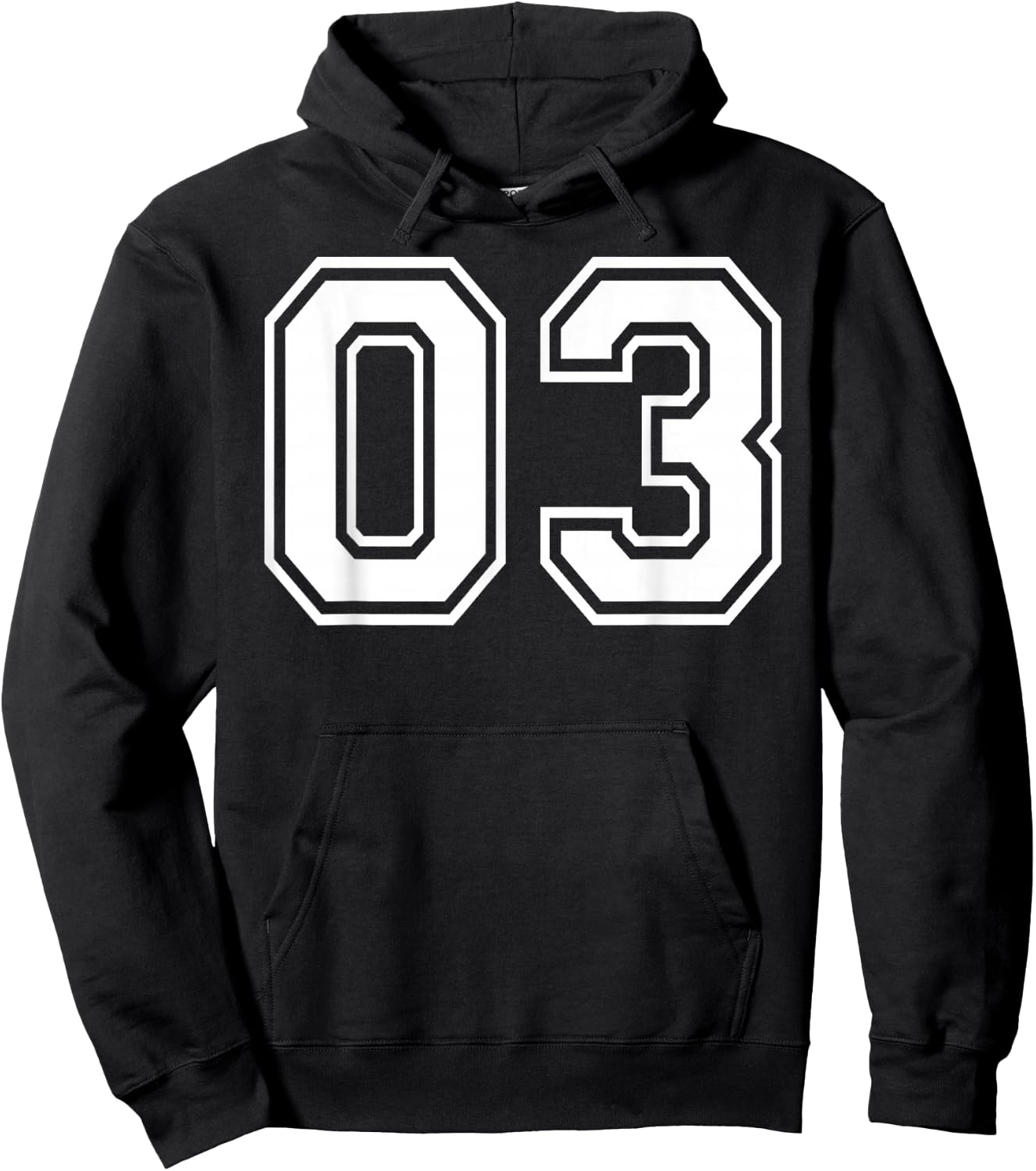03 Number Three Team Sports Graphic Design Matching Varsity Hoodie - Hoodie | Black