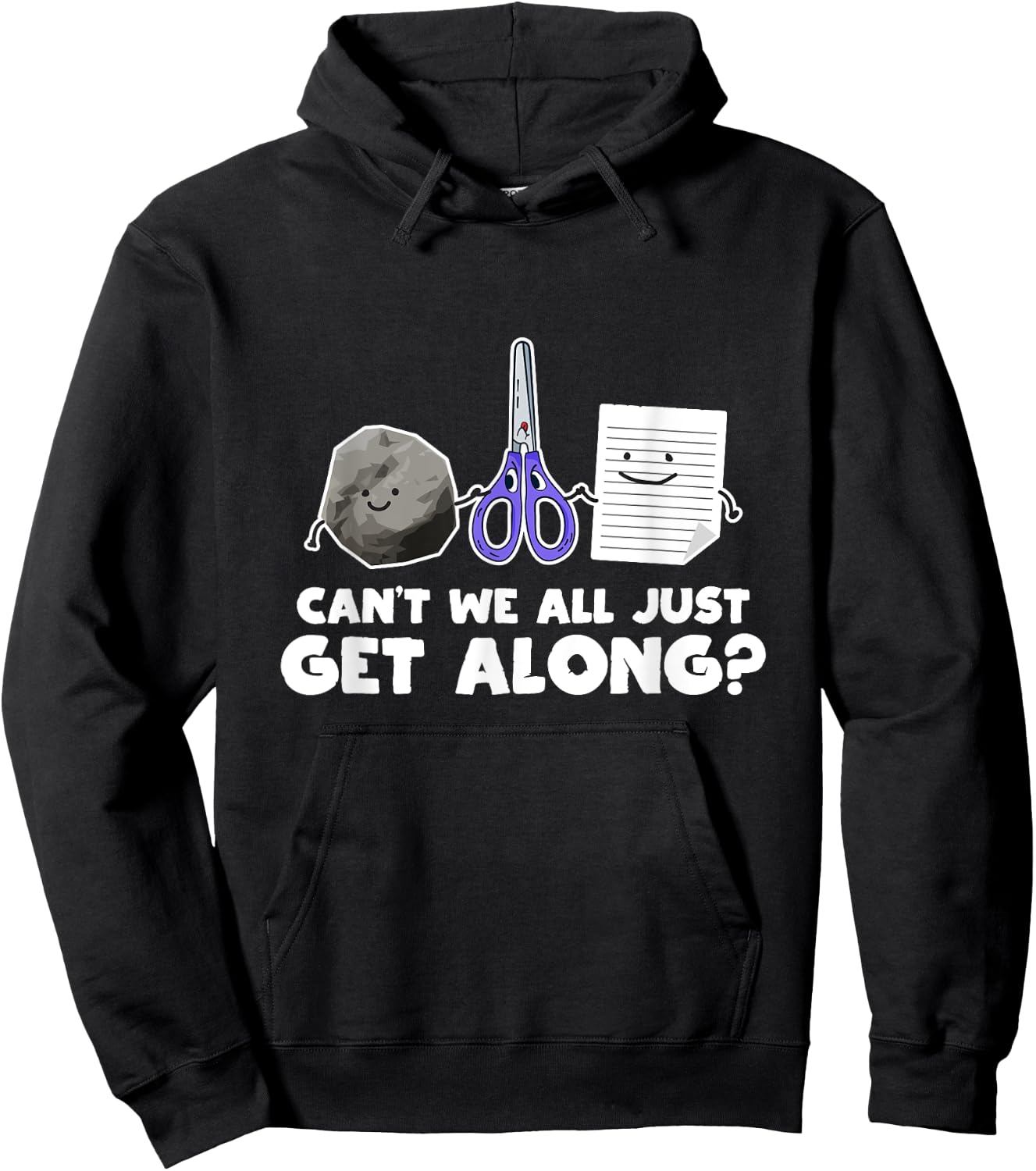 Can't We All Just Get Along Shirt Funny Rock Paper Scissors Hoodie - Hoodie | Black