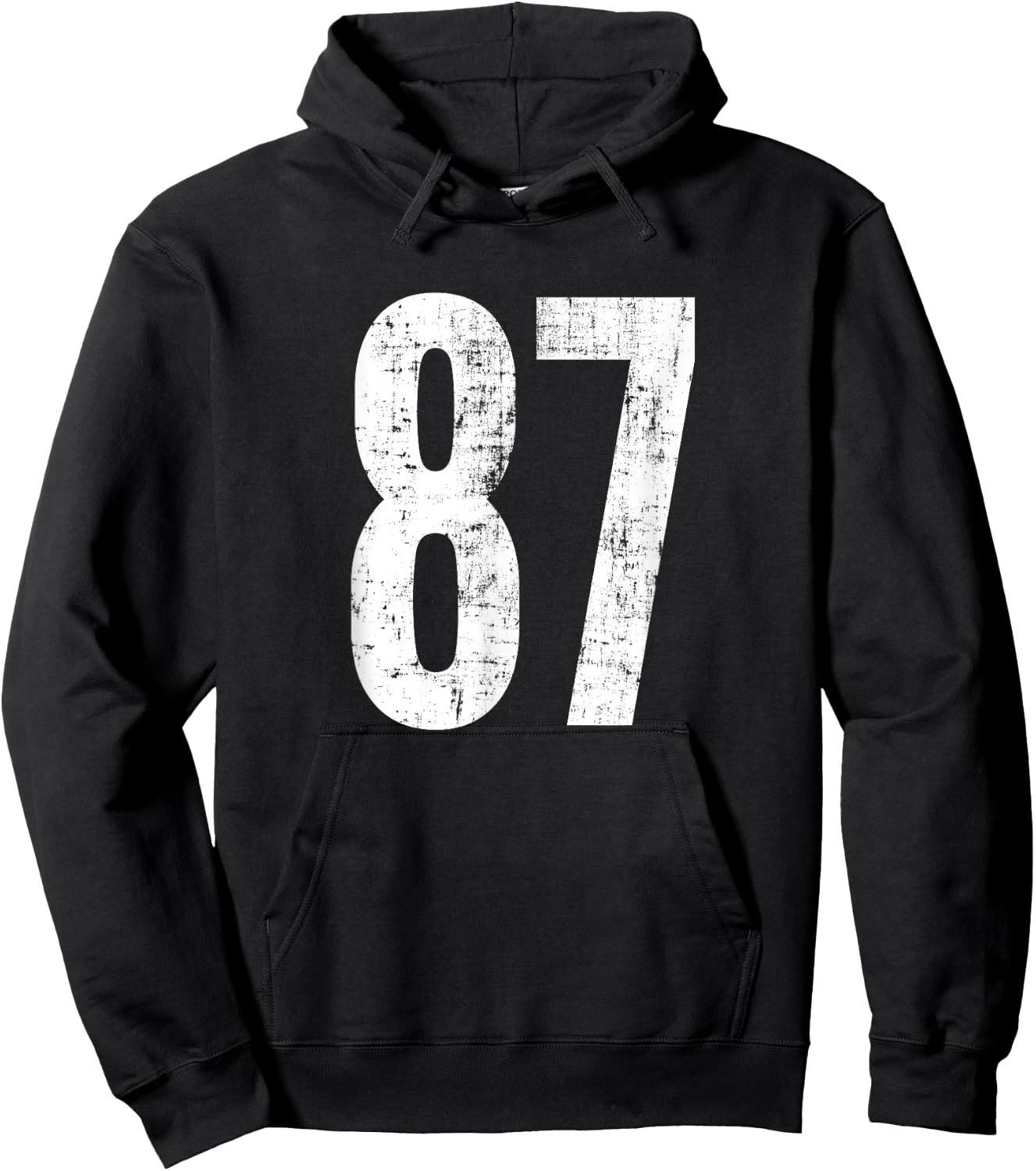 Number 87 Eighty-Seven Distressed Vintage Sport Team Players Hoodie - Hoodie | Black