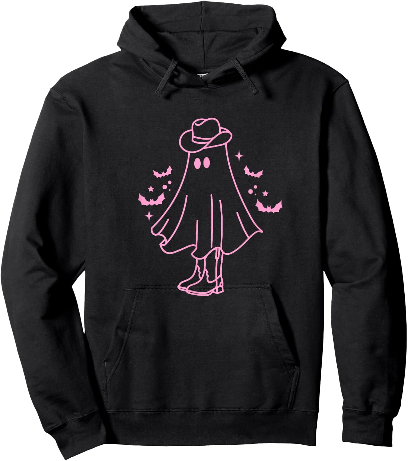 Cute Retro Pink Cowboy Ghost Hoodie - Hoodie | Black