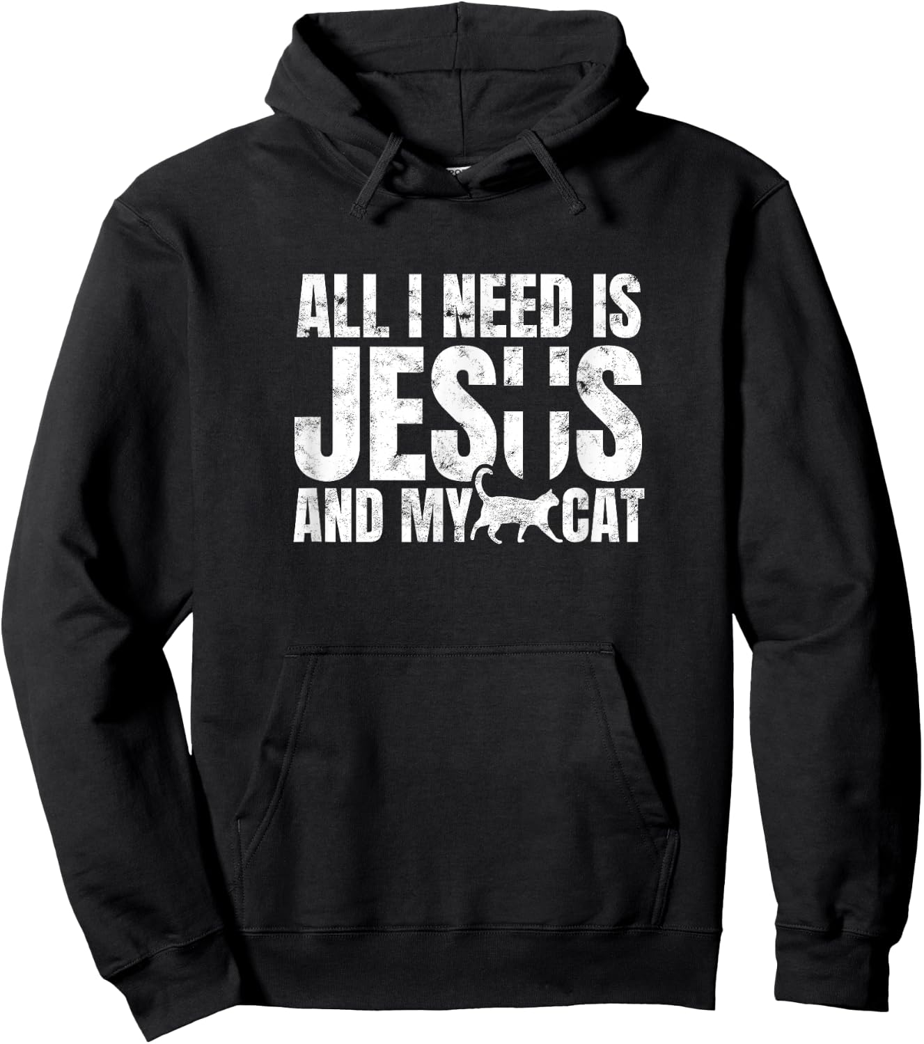 All I need is Jesus and my cat for Christians Men Women Hoodie - Hoodie | Black