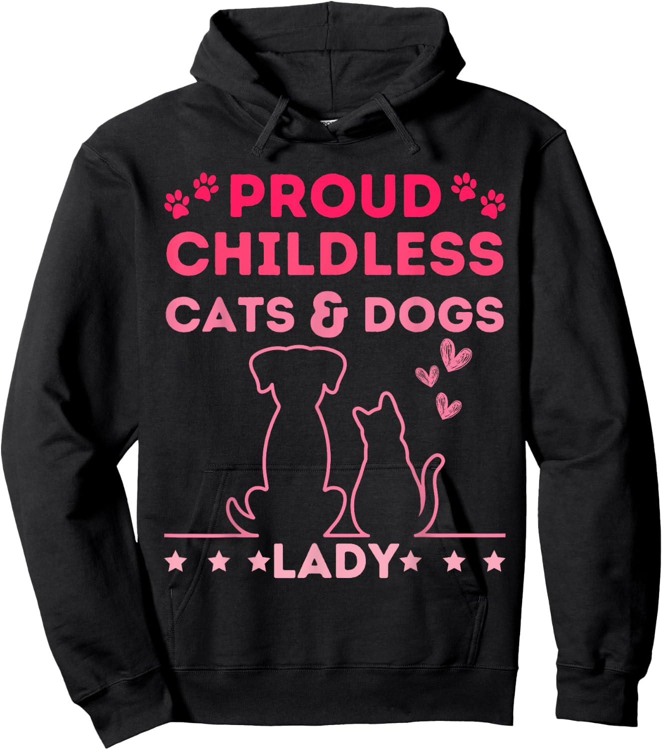 Proud Childless Cats & Dogs Lady Vintage Women Hoodie - Hoodie | Black
