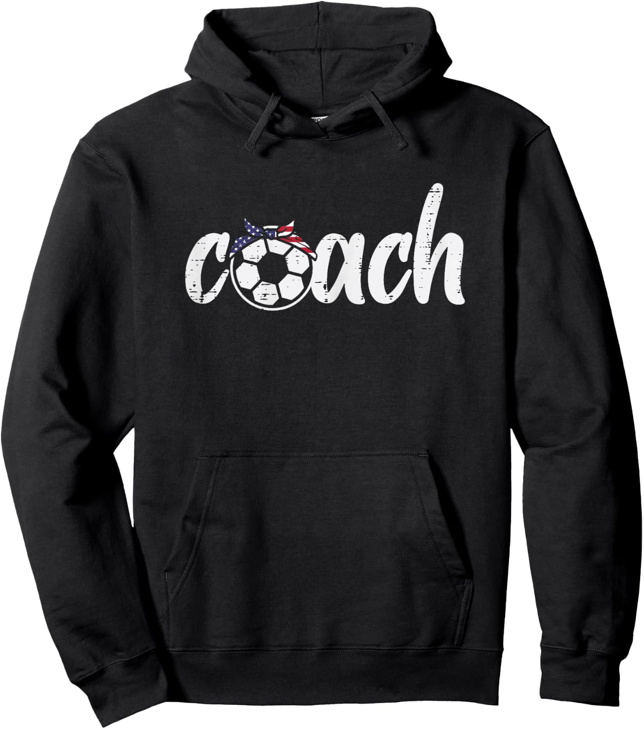 Coach Soccer American Flag Bandana Football Women Girls Mom Hoodie - Hoodie | Black