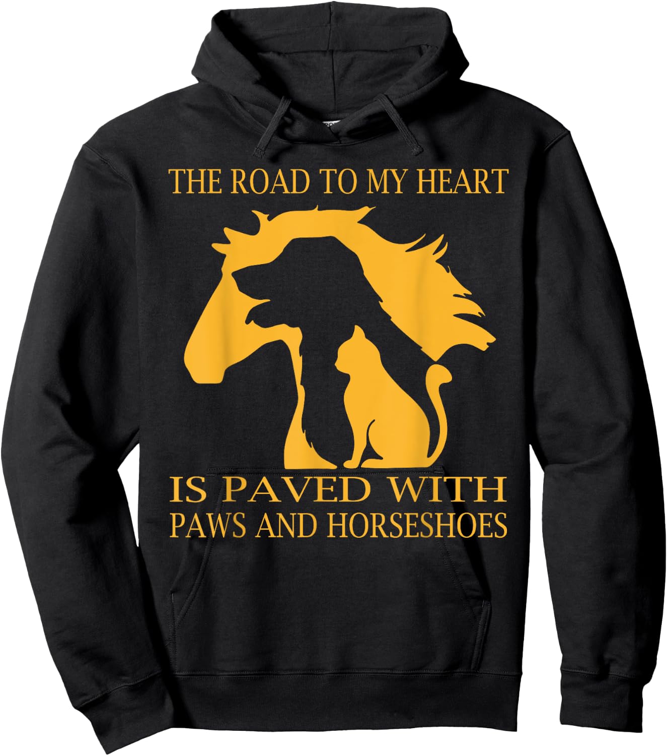 The road to my heart is paved with paws and horseshoes Hoodie - Hoodie | Black