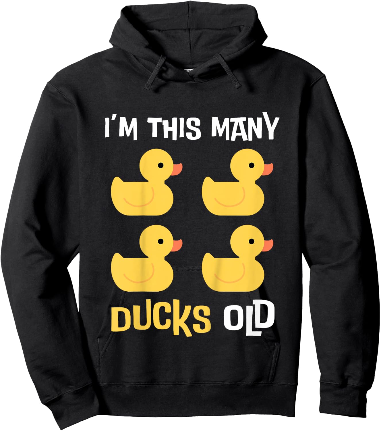 Kids I'm This Many Ducks Old, Duck 4th Birthday 4 Years Old Bday Hoodie - Hoodie | Black