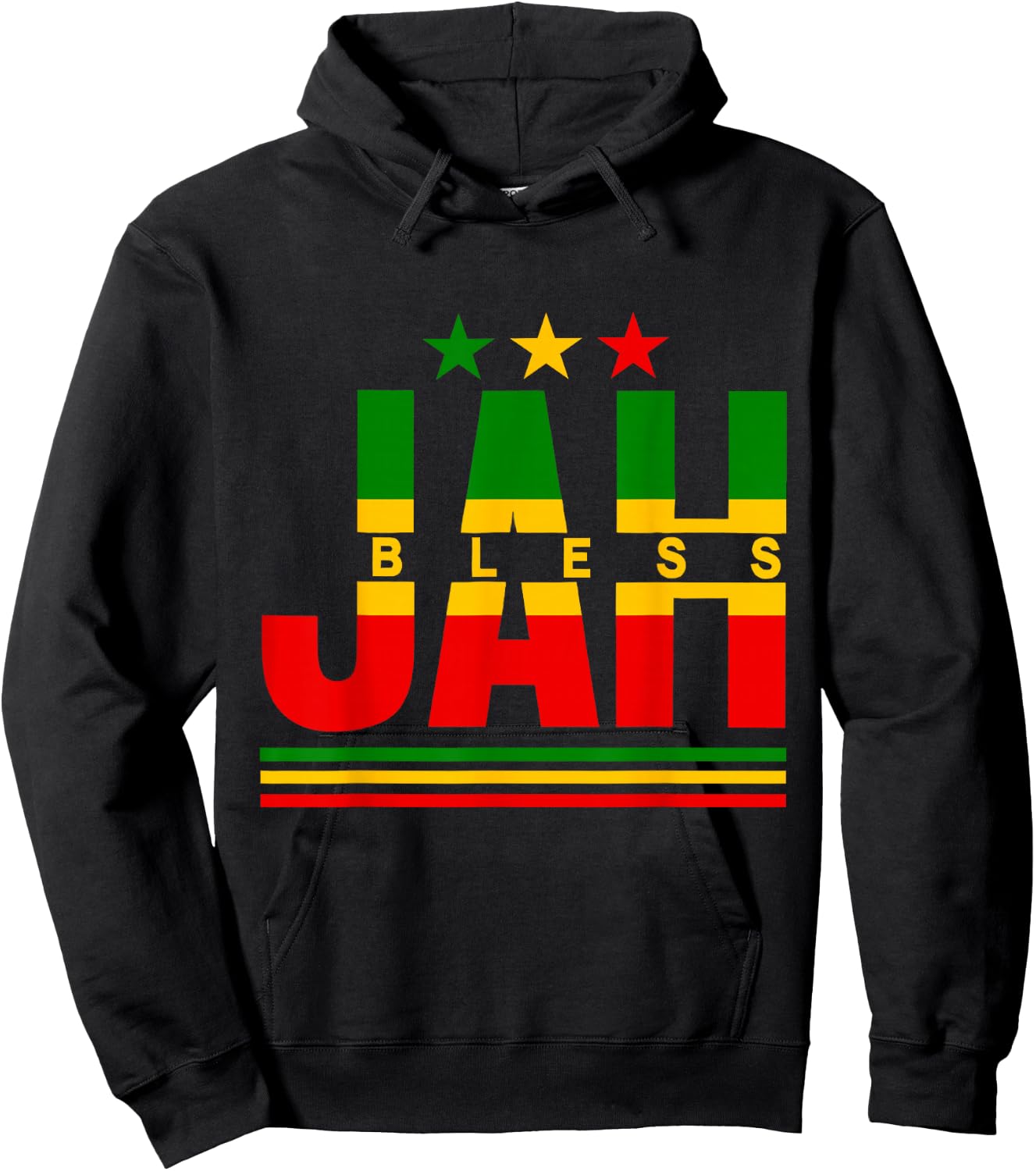 Jah Bless Rasta Reggae Music Rastafari Roots Jamaican Hoodie - Hoodie | Black
