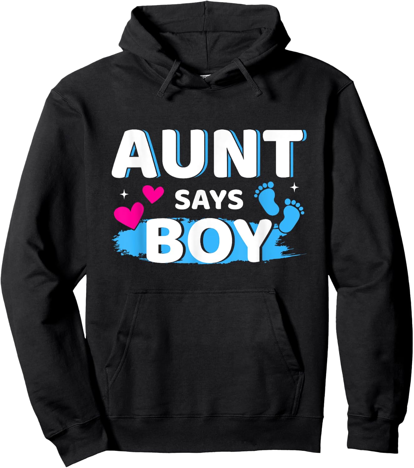 Gender reveal aunt says boy matching family baby party Hoodie - Hoodie | Black