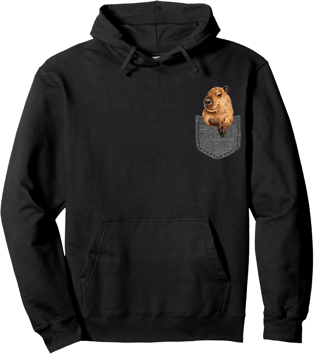 Capybara in Pocket Hoodie - Hoodie | Black