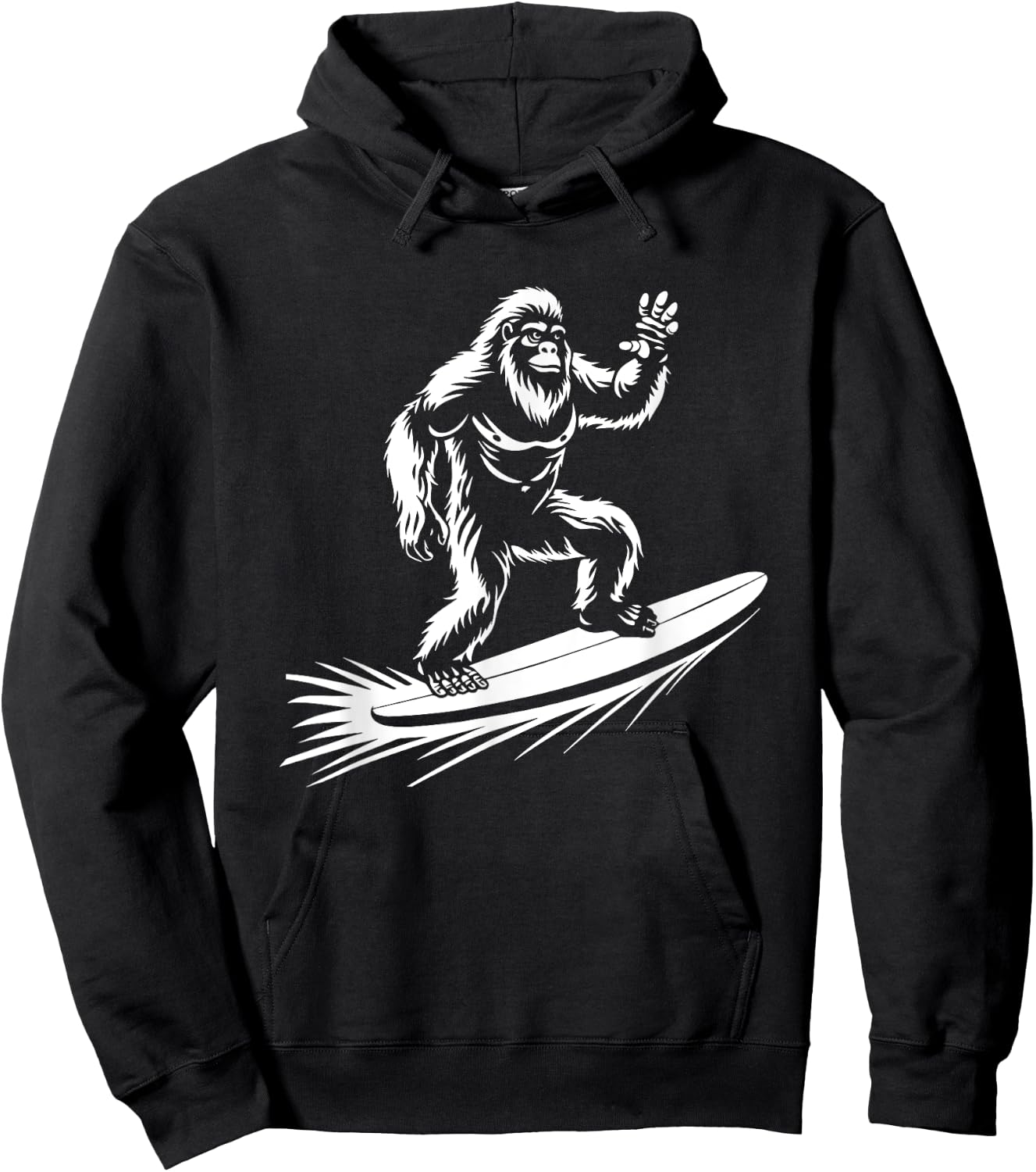 Surfing Bigfoot - Funny Hawaiian Sasquatch Surfer Hoodie - Hoodie | Black