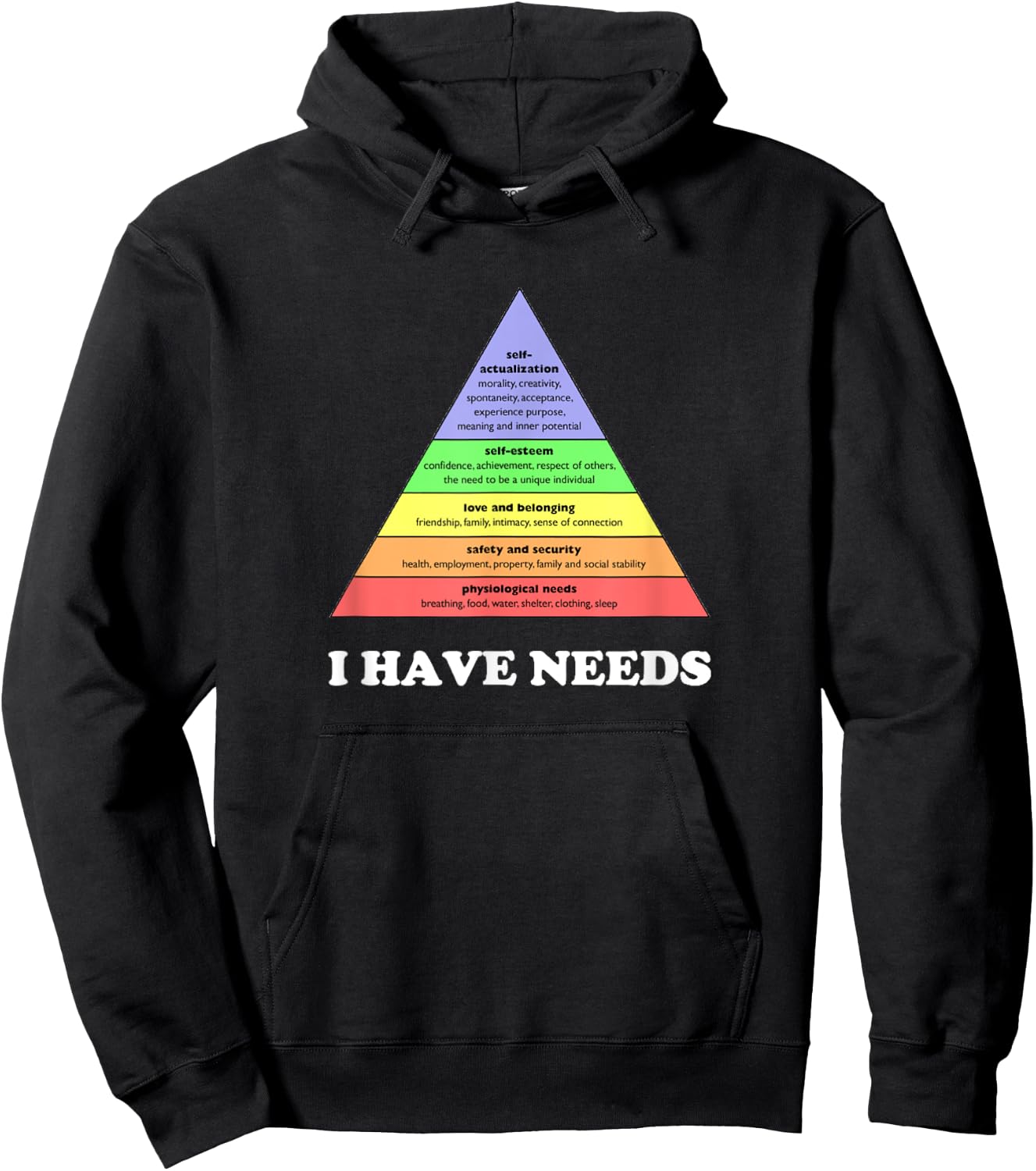 I have needs - Funny Maslow's hierarchy of needs Psychology Hoodie - Hoodie | Black