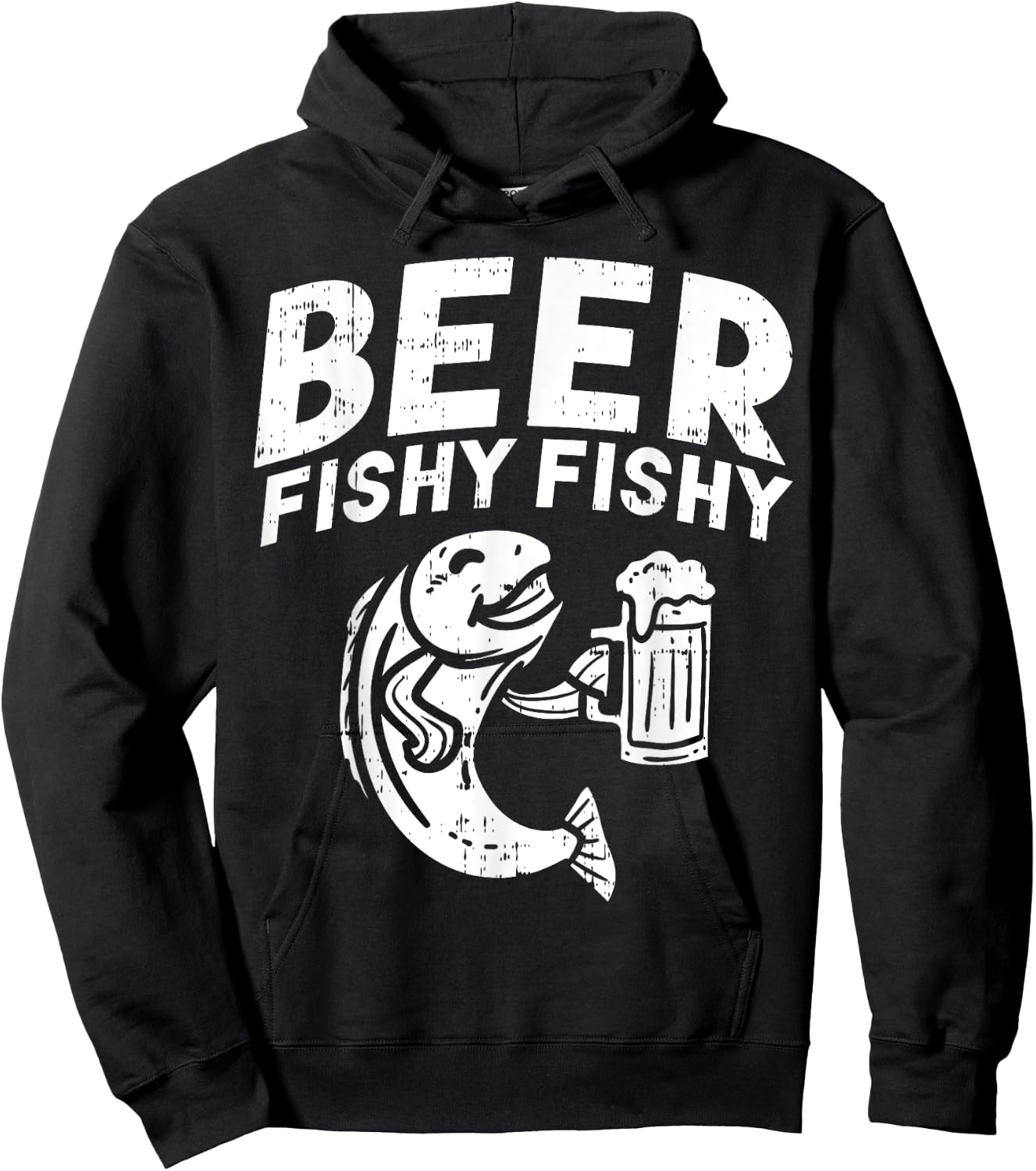 Beer Fishy Funny Fish Fisherman Angler Fathers Day Dad Gift Hoodie - Hoodie | Black