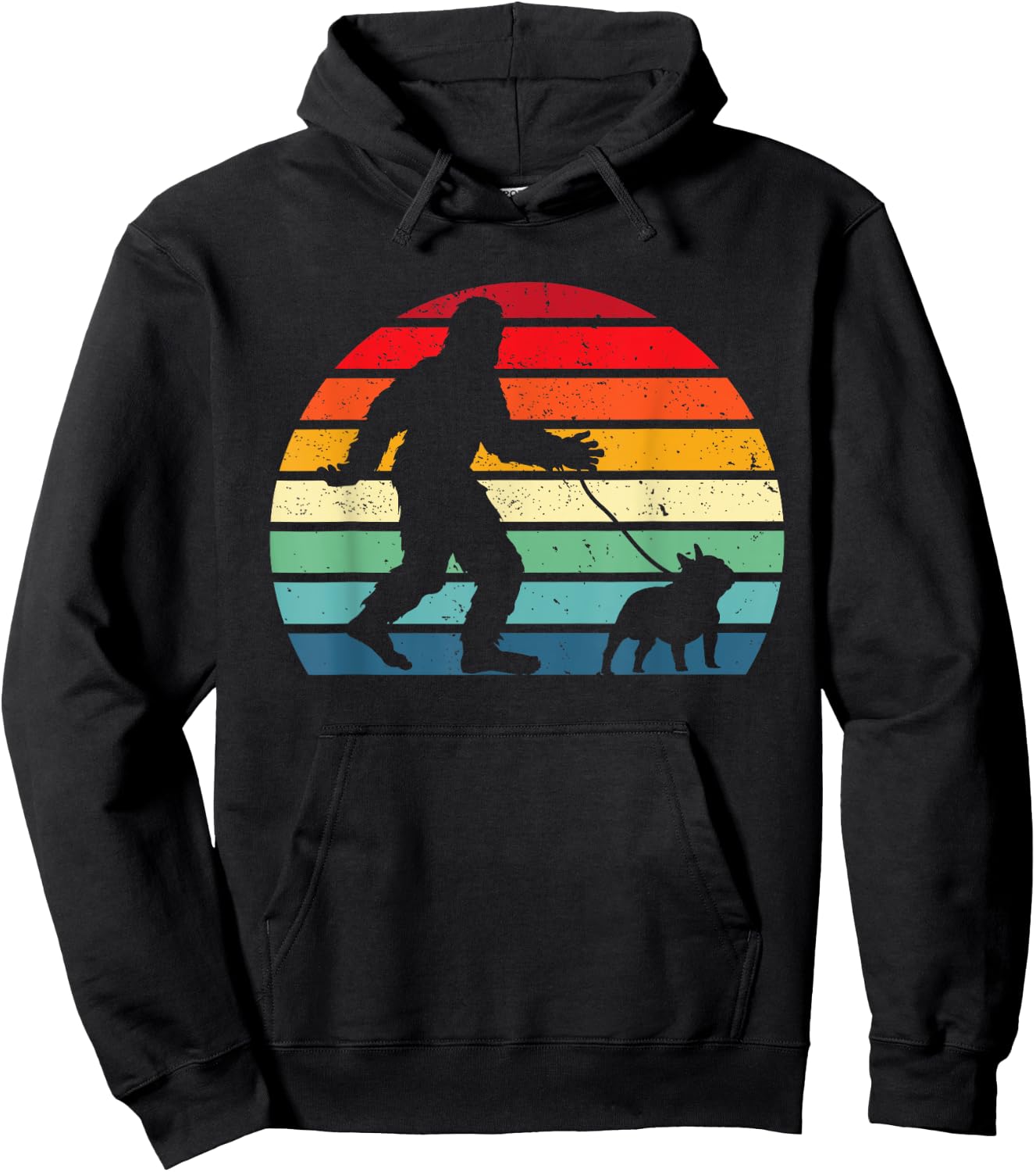 Bigfoot Walking French Bulldog Gift Sasquatch Frenchie Dog Men Women Hoodie - Hoodie | Black