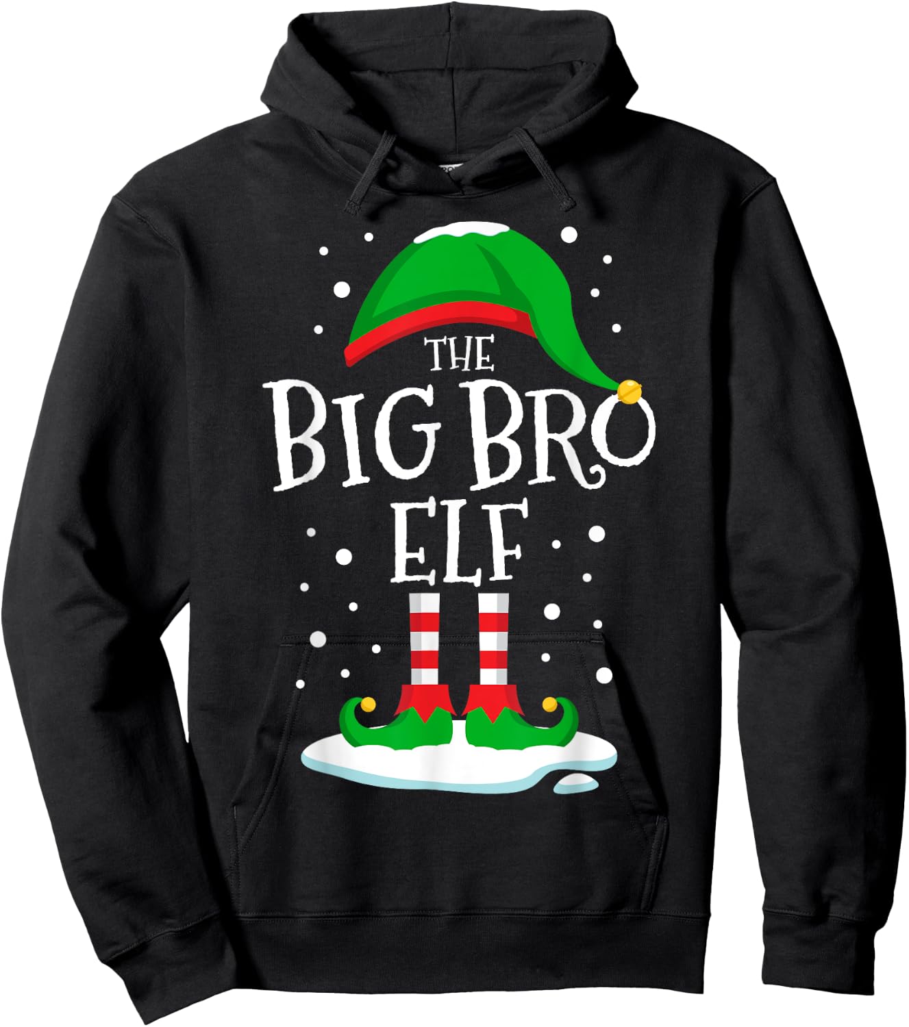 The Big Bro Elf Christmas Family Matching Xmas Brother Funny Hoodie - Hoodie | Black