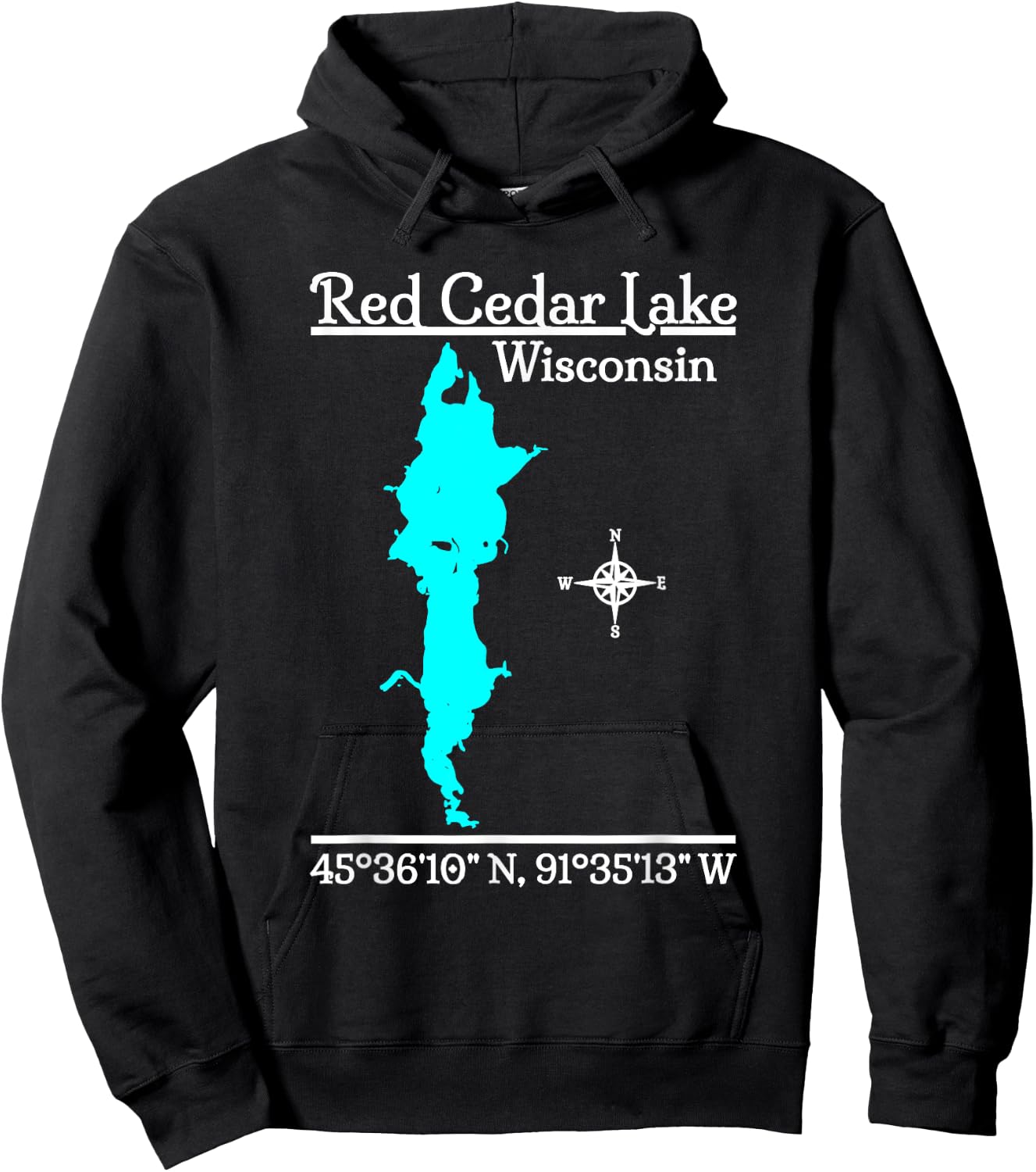 Red Cedar Lake, Wisconsin Hoodie - Hoodie | Black