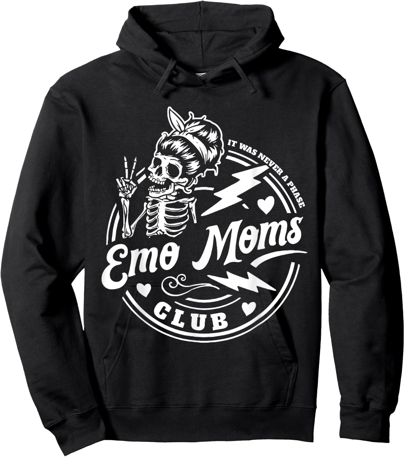 It's Was Never A Phase Emo Moms CLub Skeleton Funny Hoodie - Hoodie | Black