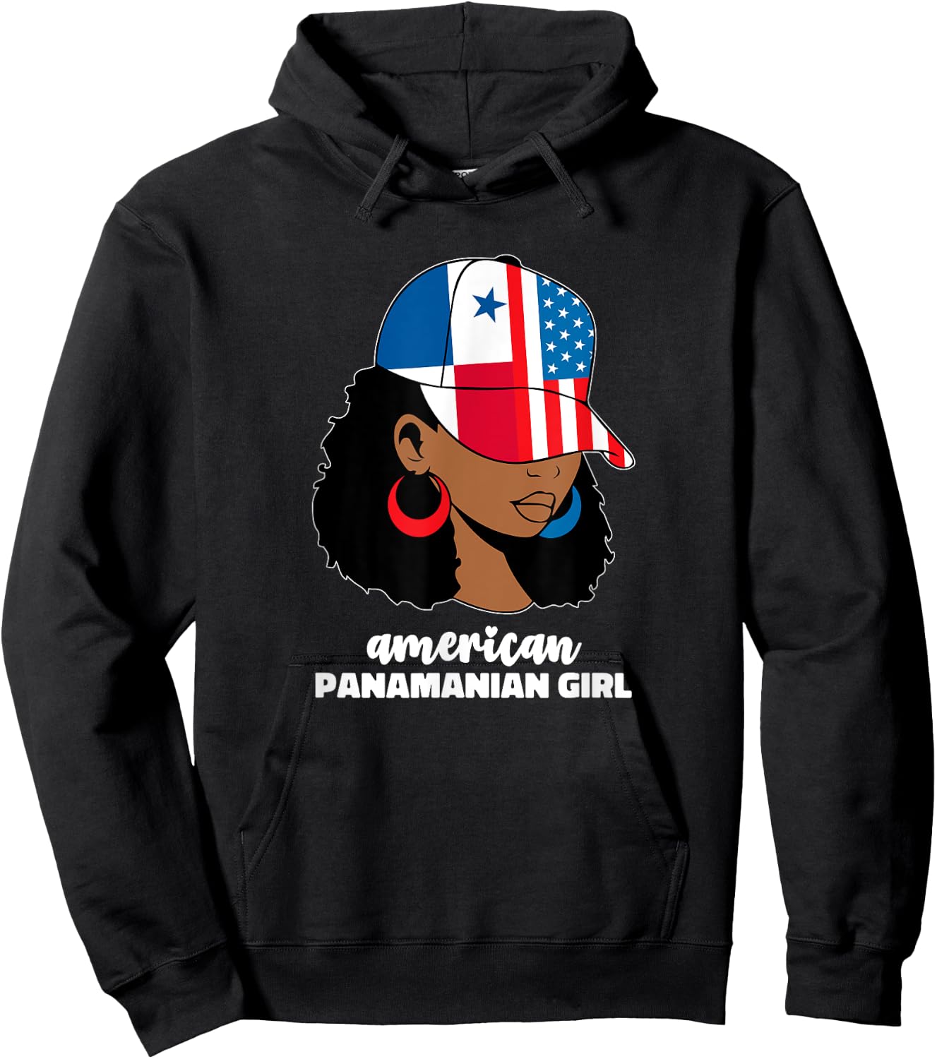Half American Panamanian Panama Usa Flag Afro Latina Girl Hoodie - Hoodie | Black