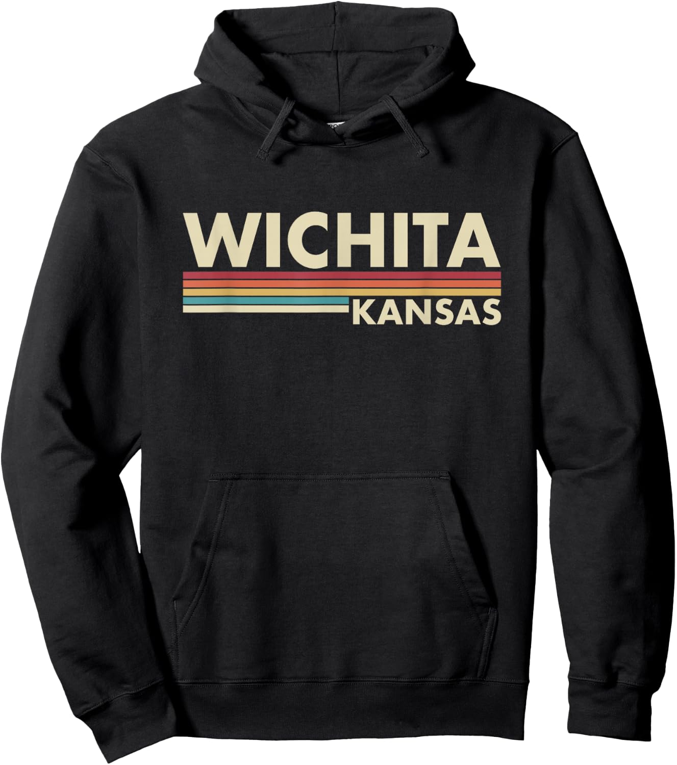 Graphic Club Inc. Wichita - Kansas Vintage Retro Stripes Classic Hoodie - Hoodie | Black