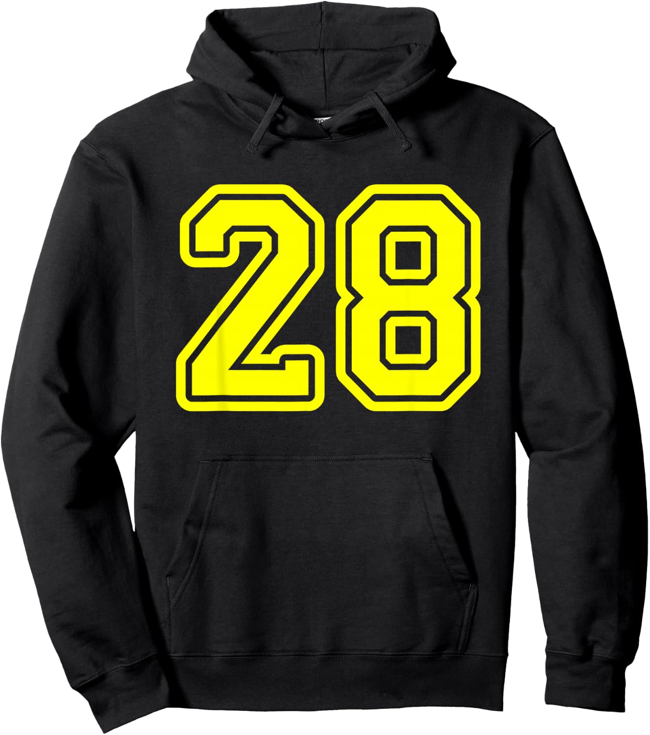 Number 28 Yellow Sports Team Varsity Number 28 Hoodie - Hoodie | Black