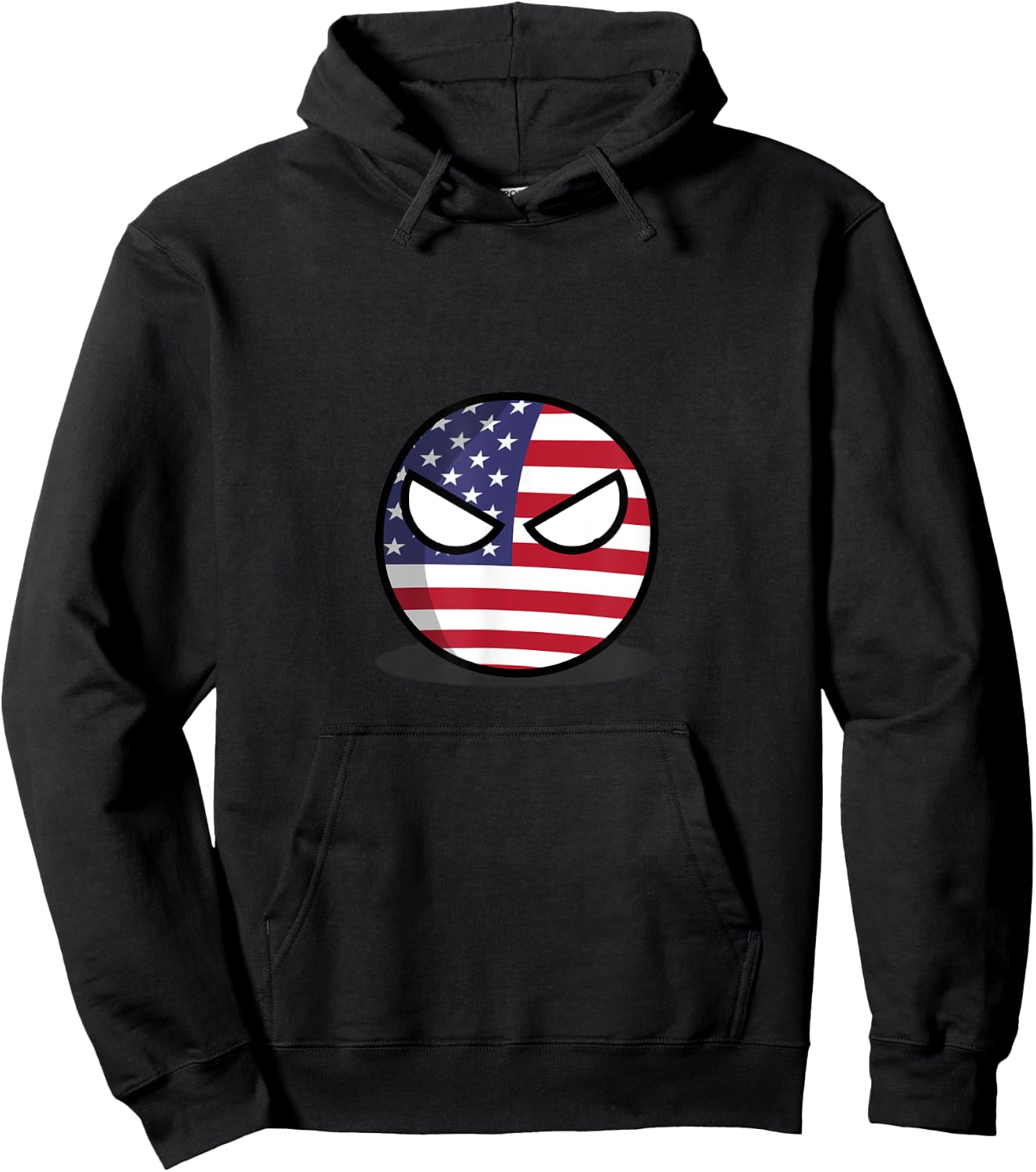 United States Countryball, American Flag Angry Eyes Women Men Hoodie - Hoodie | Black