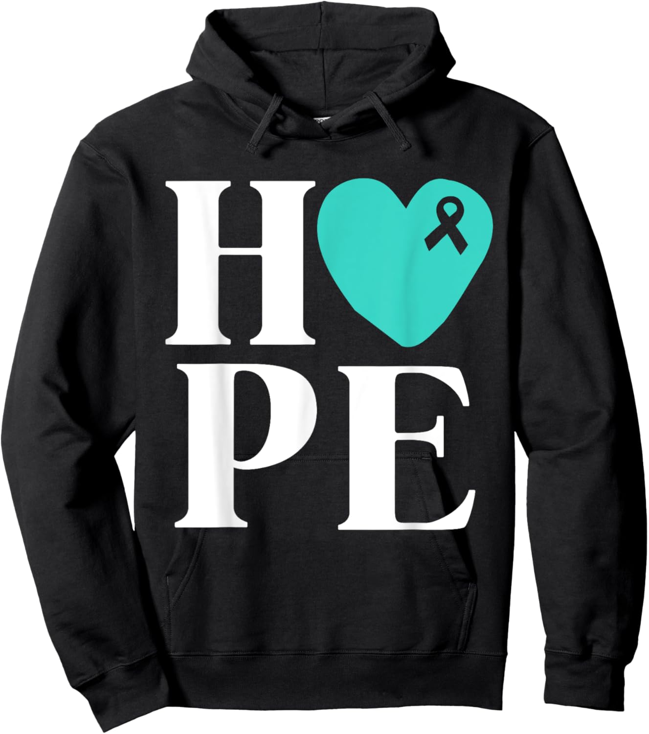 Ovarian Cancer Awareness Shirts Teal Ribbon Shirt Hope Hoodie - Hoodie | Black