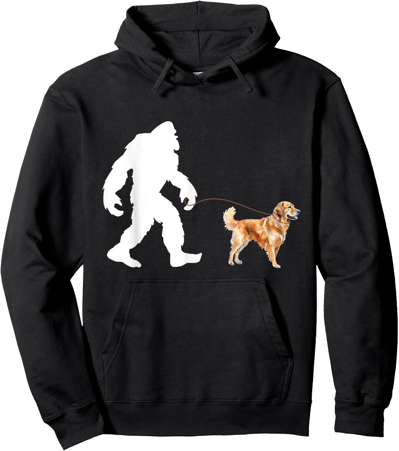 Bigfoot And Golden Retriever - Canine Lover Dog Owner Women Girls Kids Hoodie - Hoodie | Black