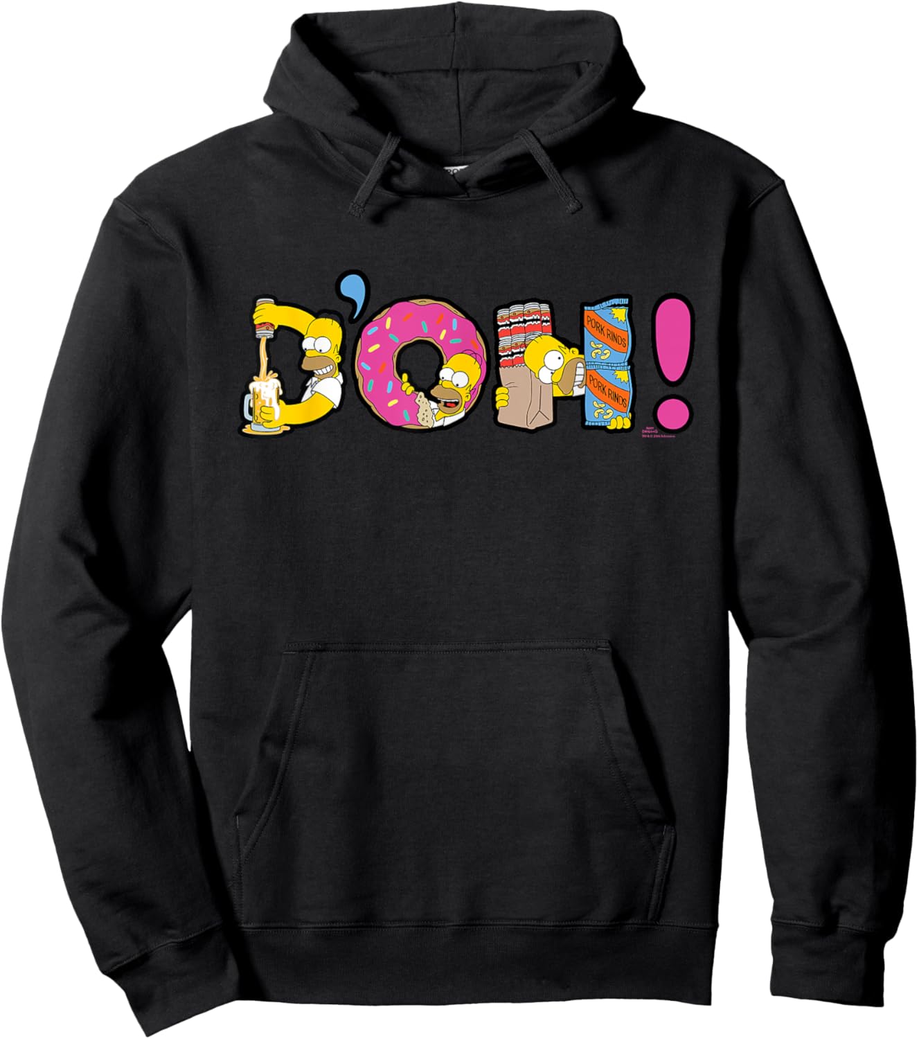 The Simpsons Homer Simpson Beer and Donuts Letters D’OH! Hoodie - Hoodie | Black