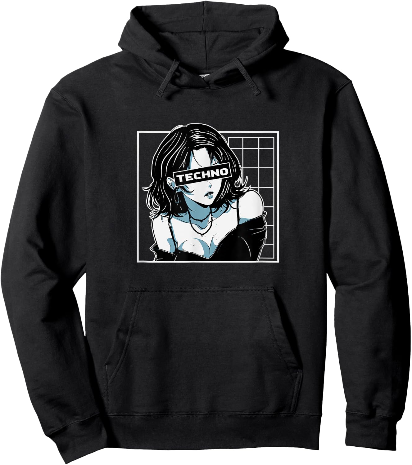 Techno & Anime,Kawaii Anime Girl Loves Hardcore Techno Music Hoodie - Hoodie | Black