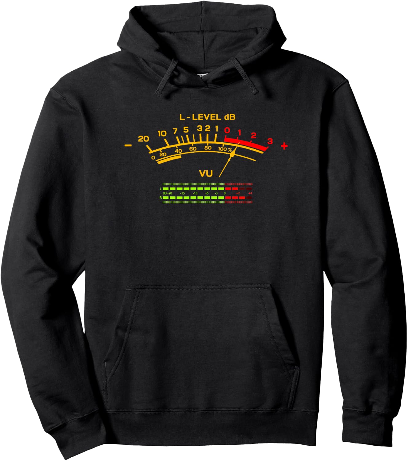 Retro VU Meter Vintage Hi-Fi Audio Stereo Music Sound Hoodie - Hoodie | Black