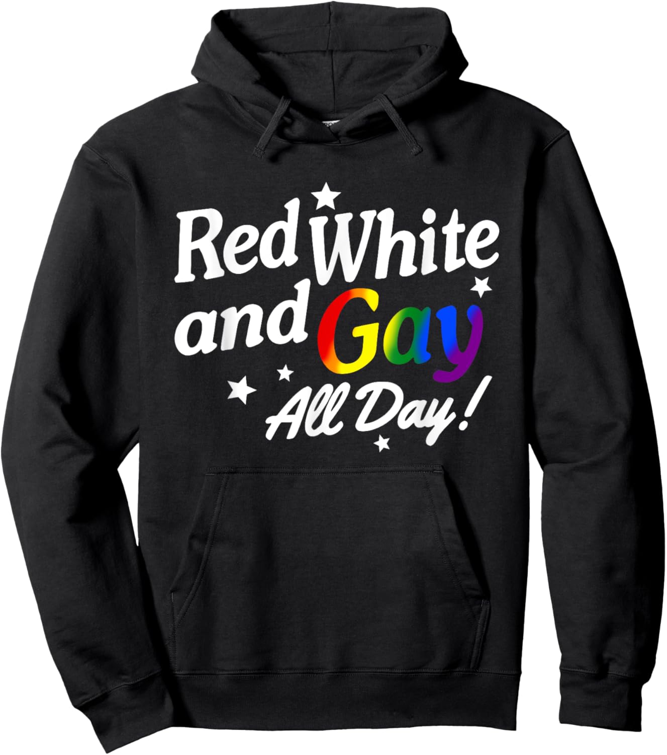 Red White And Gay All Day Hoodie - Hoodie | Black