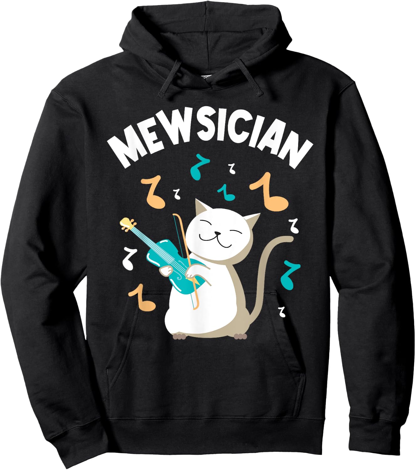 Mewsician - Violin Player Cat Violinist Musician Men Women Girls Kids Hoodie - Hoodie | Black