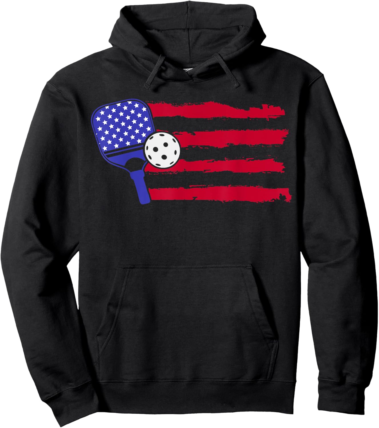 Pickleball US Flag American Patriotic Pickleball 4th Of July Women Kids Men Hoodie - Hoodie | Black