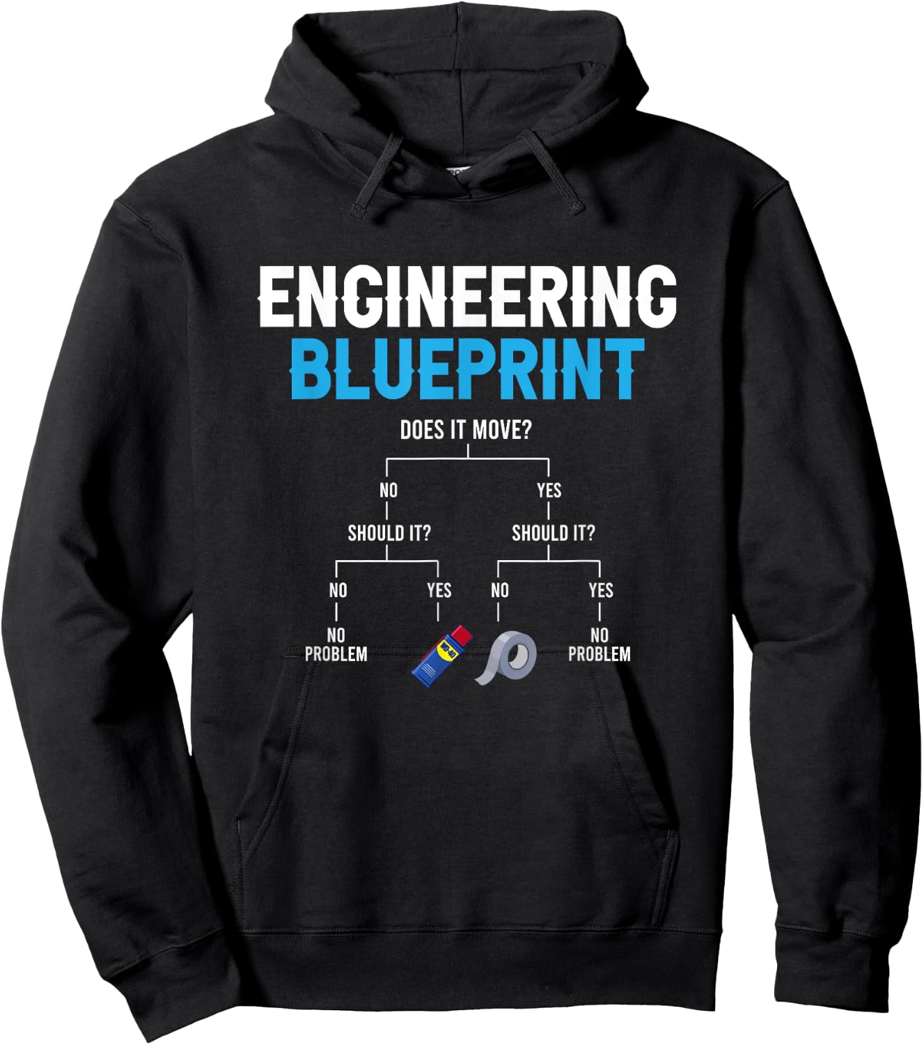 Engineering Blueprint Funny Engineer Duct Tape Repairing Hoodie - Hoodie | Black
