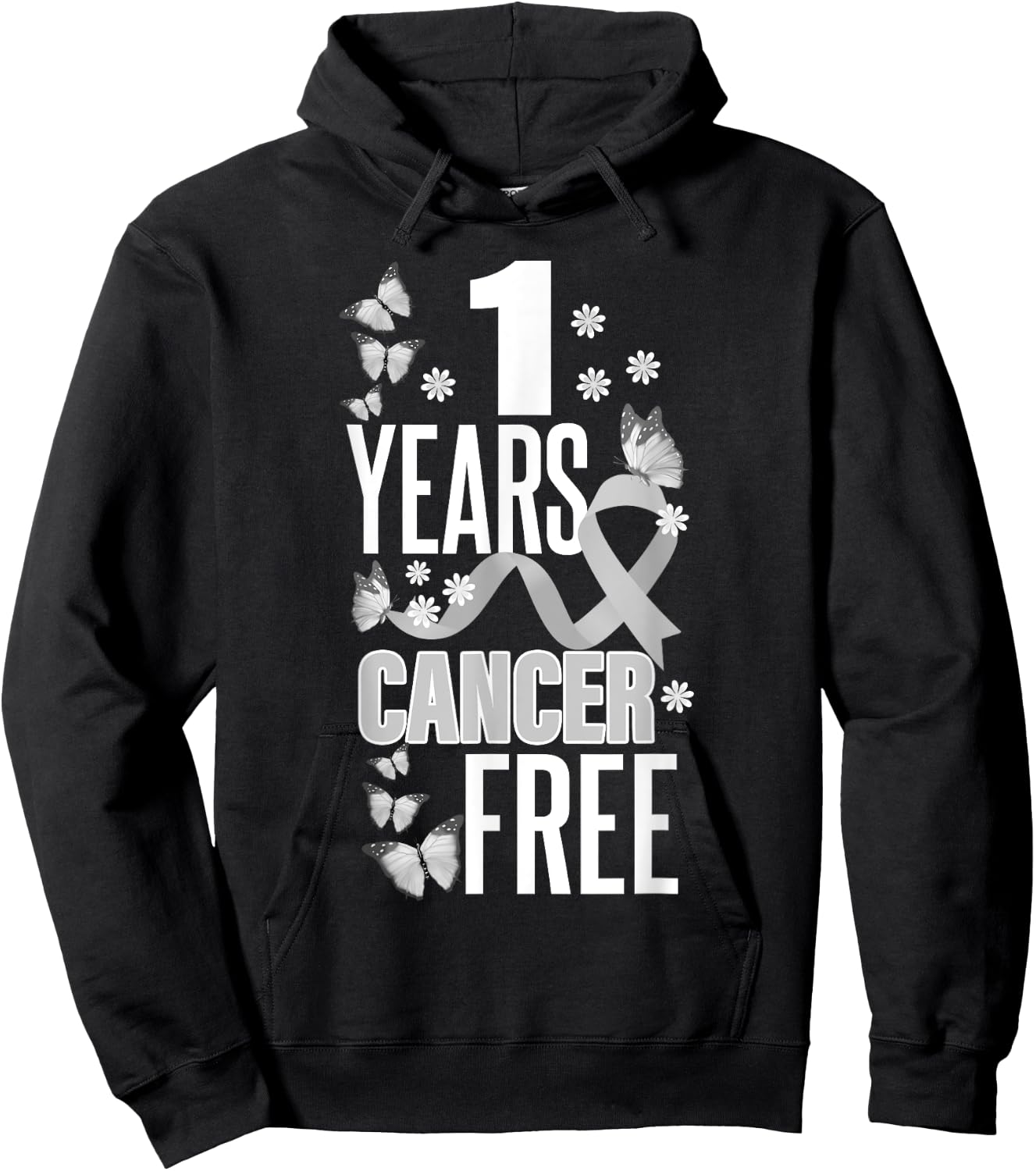 1 Year Cancer Free For Lungs Cancer Awareness Hoodie - Hoodie | Black