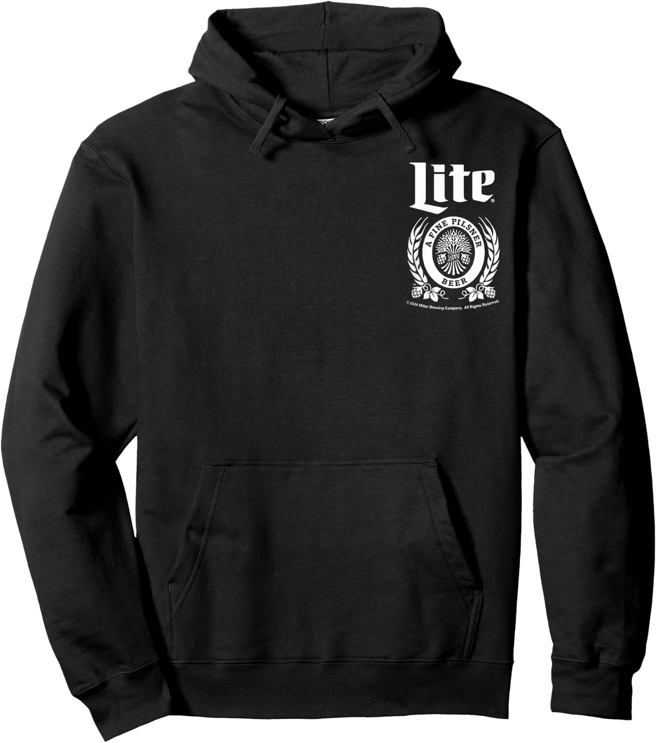 Miller Lite A Fine Pilsner Classic Vintage Faux Pocket Hoodie - Hoodie | Black