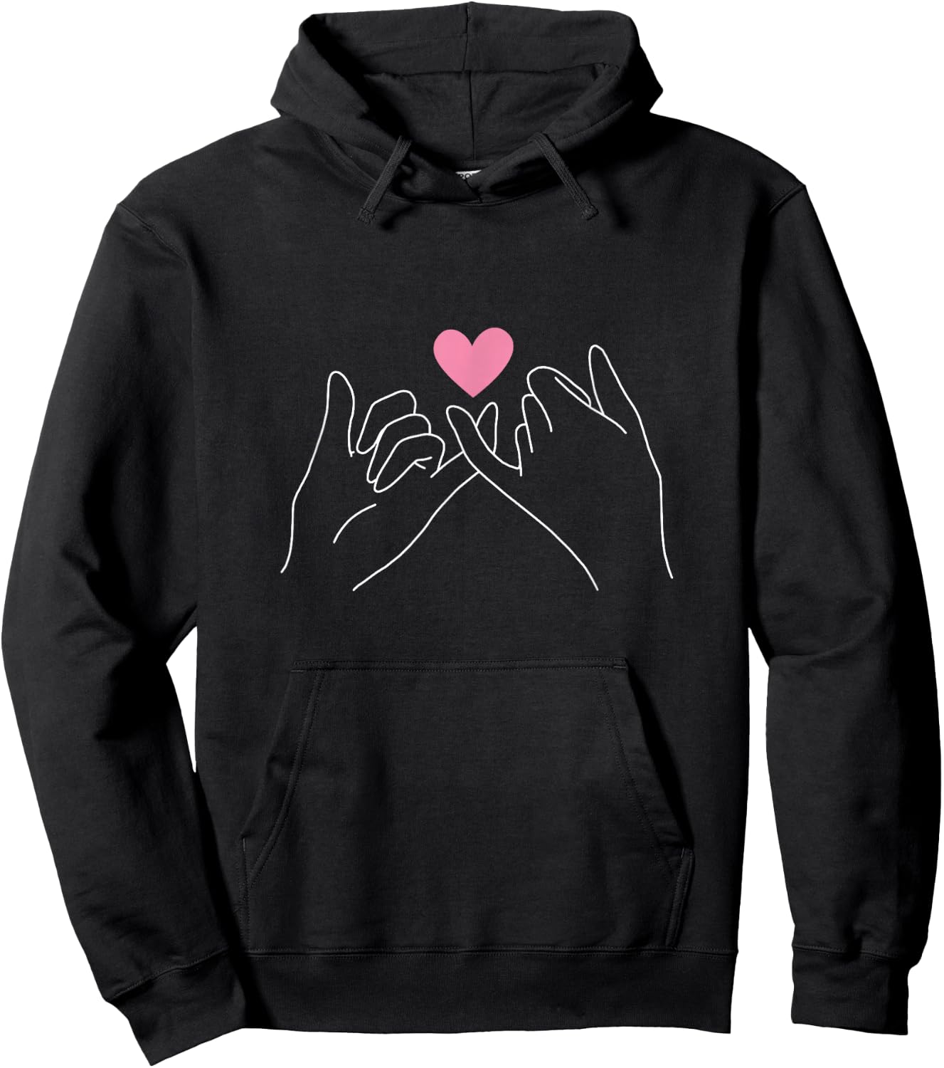 Pinky Swear Bestie BFF Pinky Promise Pink Heart Hand Gesture Hoodie - Hoodie | Black