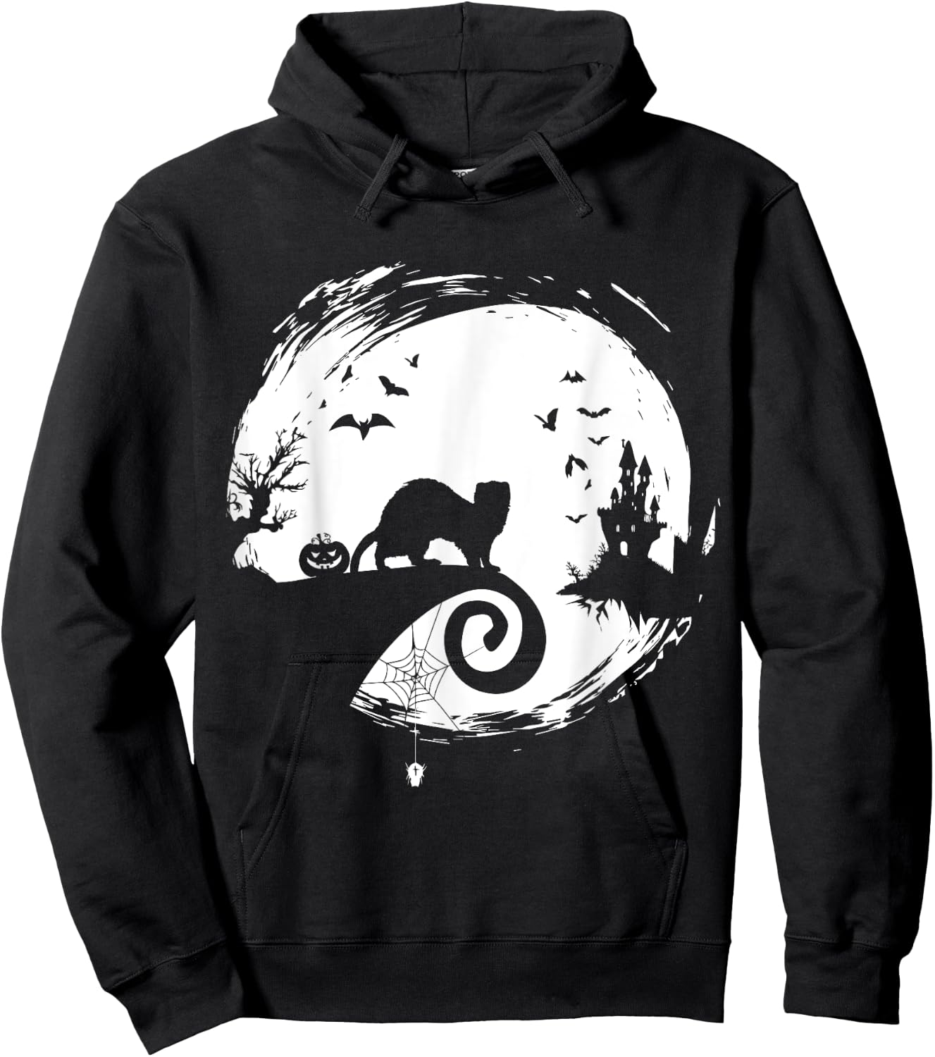 Ferret Halloween Costume Moon Silhouette Creepy Horror Hoodie - Hoodie | Black