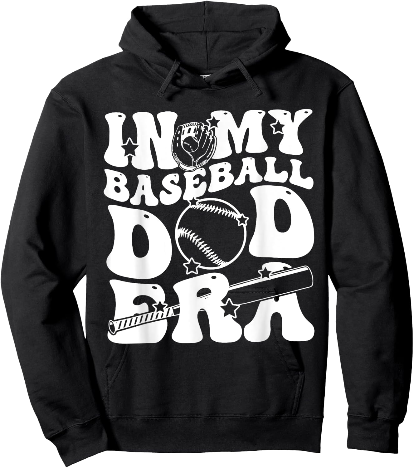 In My Baseball Dad Era Retro Groovy Daddy Papa Father's Day Hoodie - Hoodie | Black