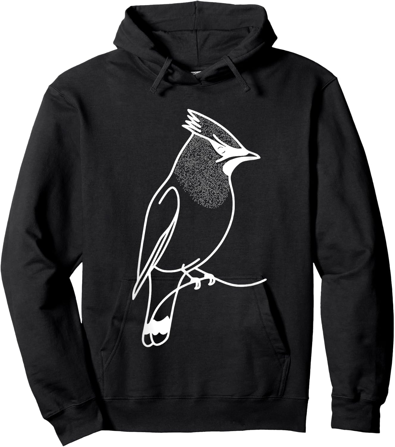 Line Art Bird & Ornithologist Cedar Waxwing Hoodie - Hoodie | Black