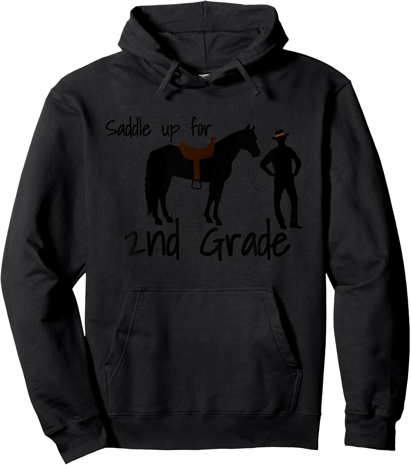 Kids "Saddle Up For 2nd Grade" Cowboy Horse Lovers Hoodie - Hoodie | Black