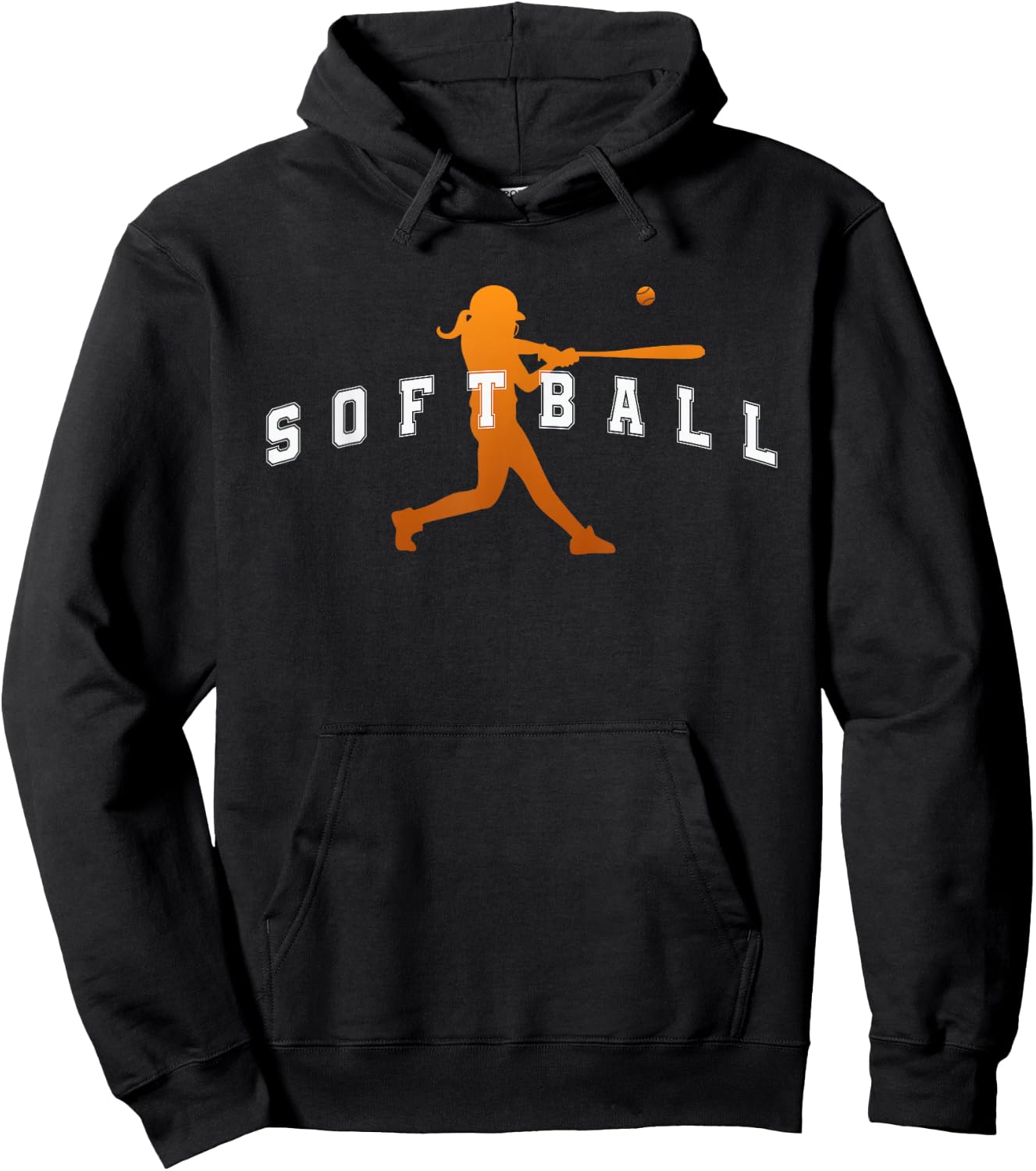 Softball Orange Team Player Text Hoodie - Hoodie | Black