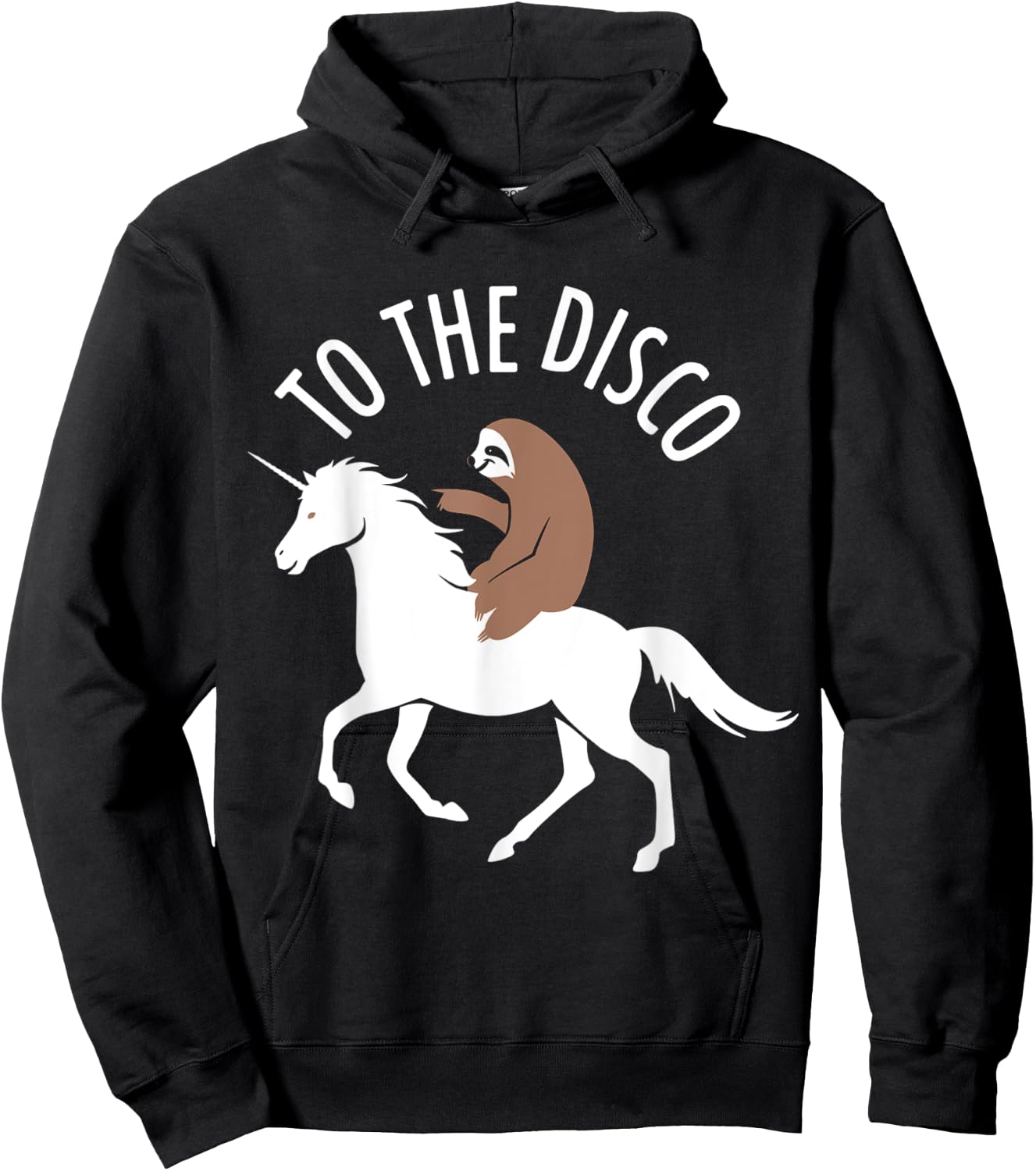 Sloth Riding Unicorn To The Disco Funny Hoodie - Hoodie | Black