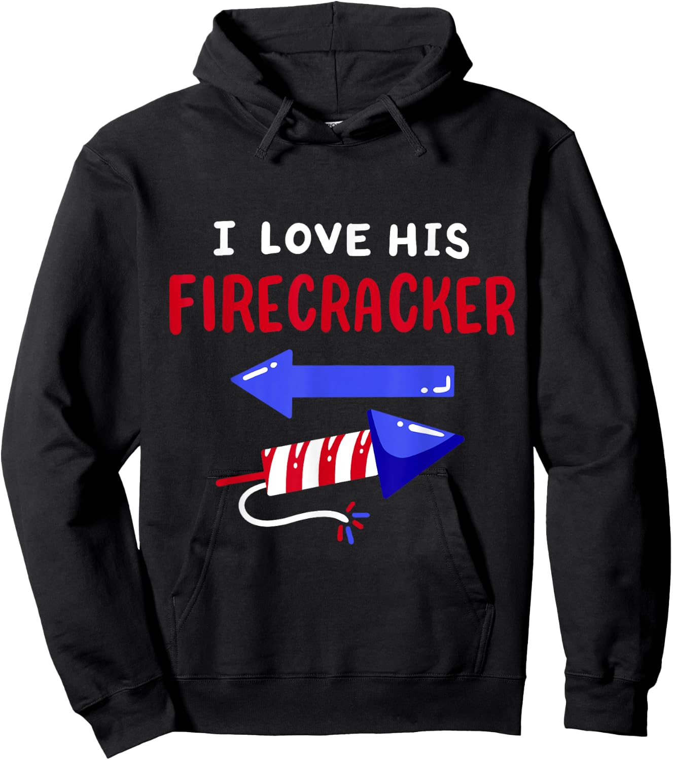 Funny 4th Of July I Love His Firecracker Matching Couple Her Men Hoodie - Hoodie | Black