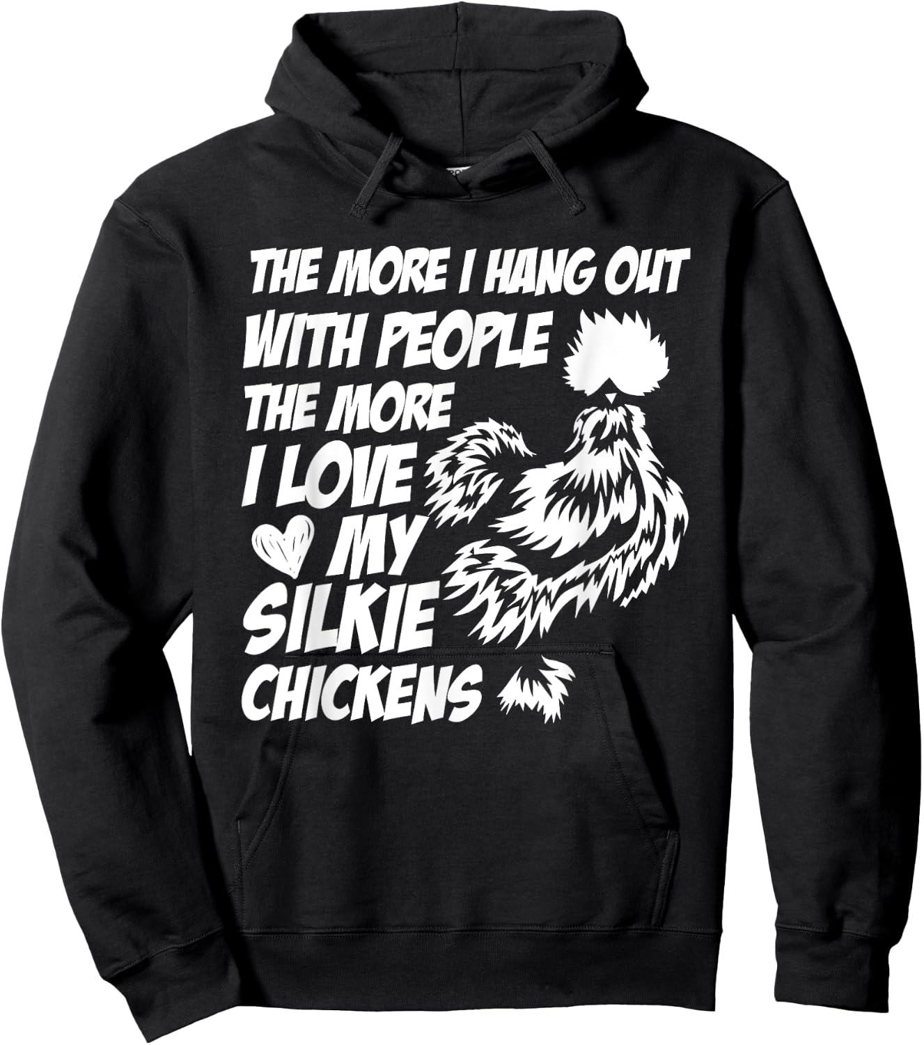 Silky Chicken Fluffy Chinese Silk Chicken Silkie Chicken Hoodie - Hoodie | Black
