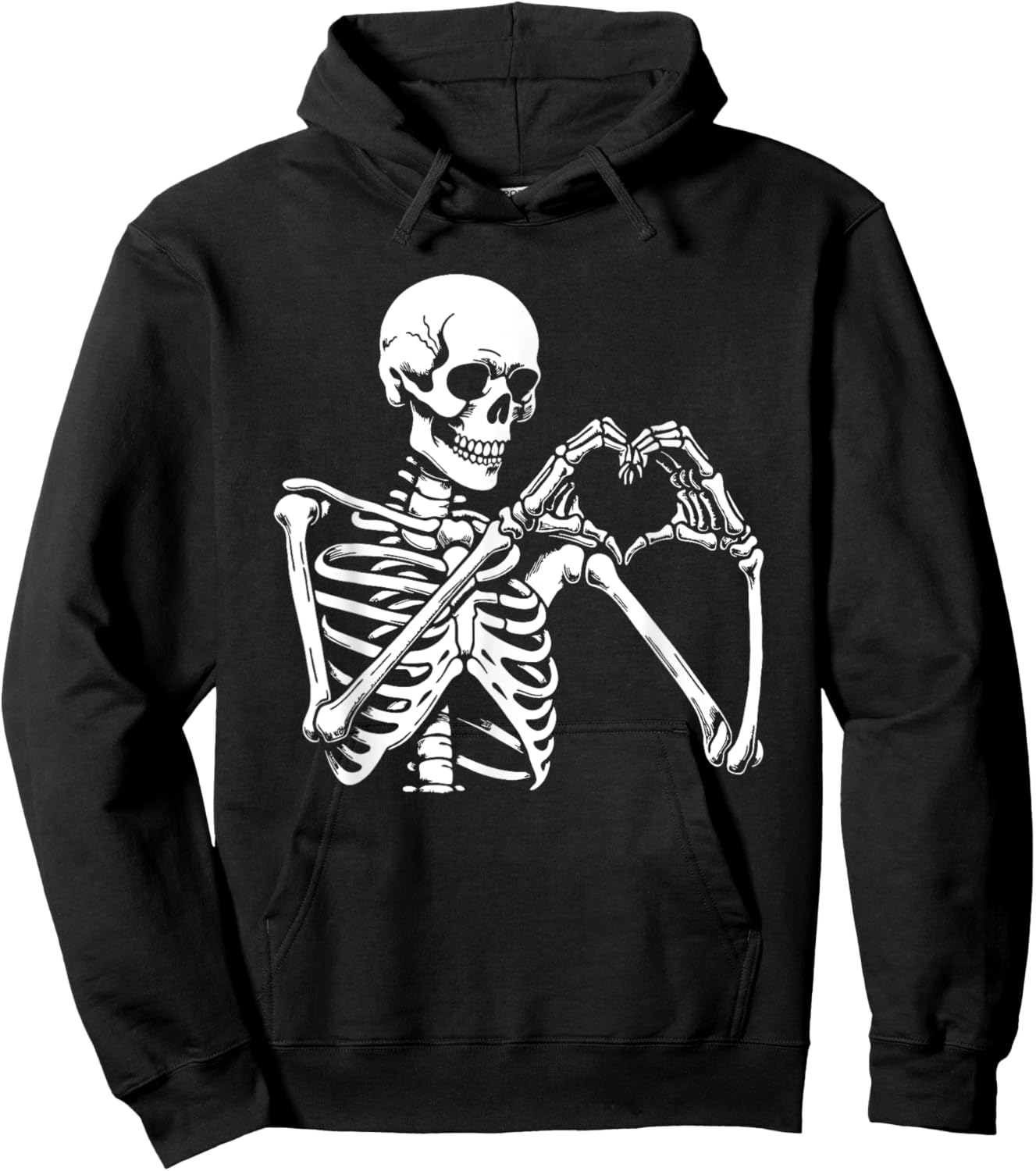 Skeleton Heart Hands Sign Halloween Costume Retro Halloween Hoodie - Hoodie | Black
