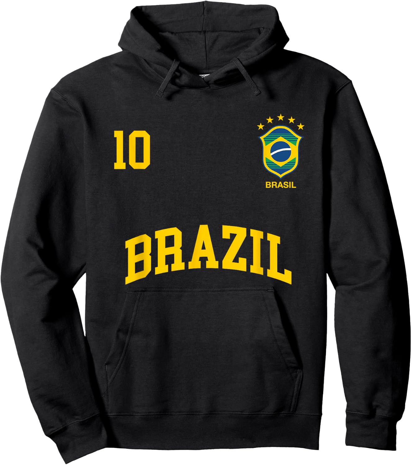 Brazil Number 10 Brazilian Soccer Team Sports Shirt Hoodie - Hoodie | Black